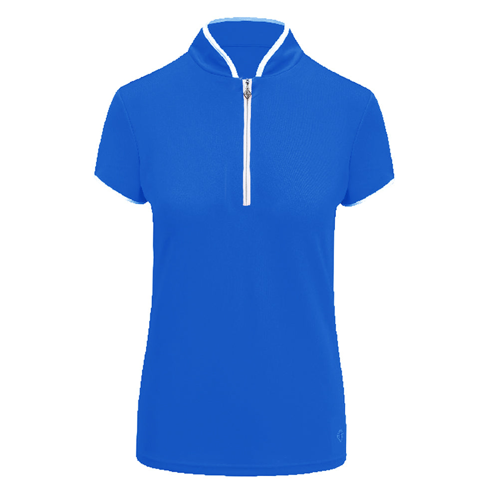 Pure Golf Ladies Cap Sleeve Mandarin Polo Shirt in Royal Blue