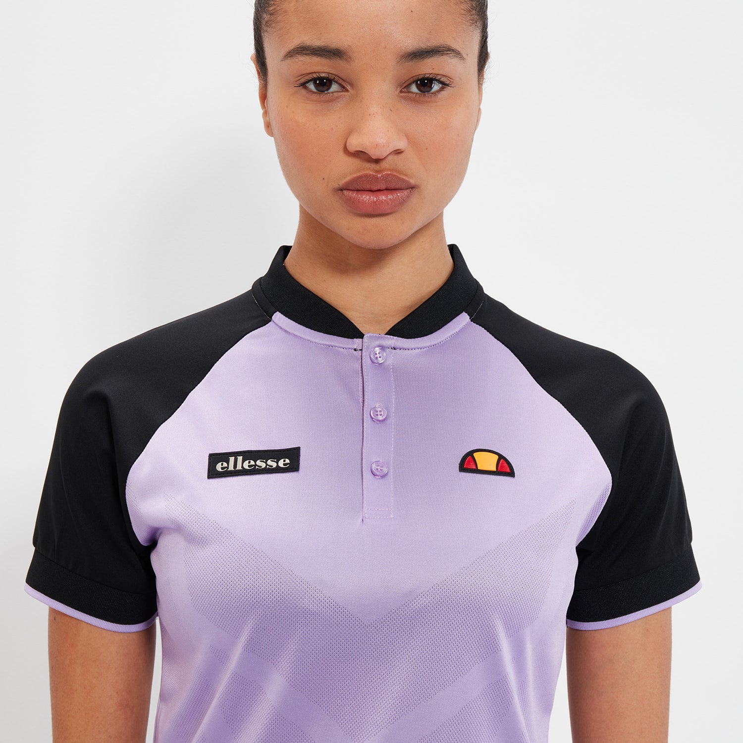 Ellesse Ladies Colour Block Short Sleeve Polo Shirt in Light Purple