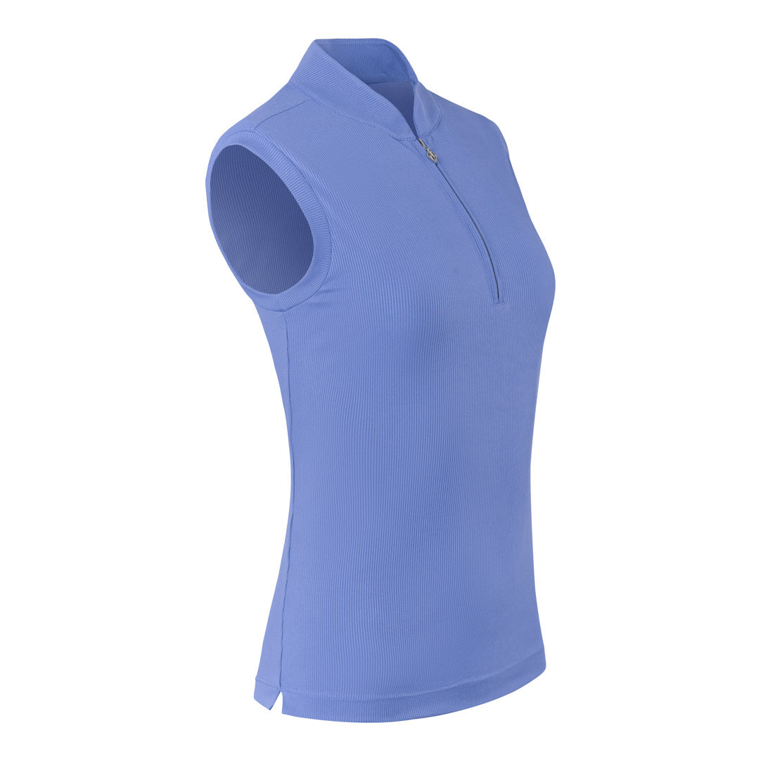 Pure Golf Ladies Sleeveless Zip Neck Golf Top in Cornflower Blue