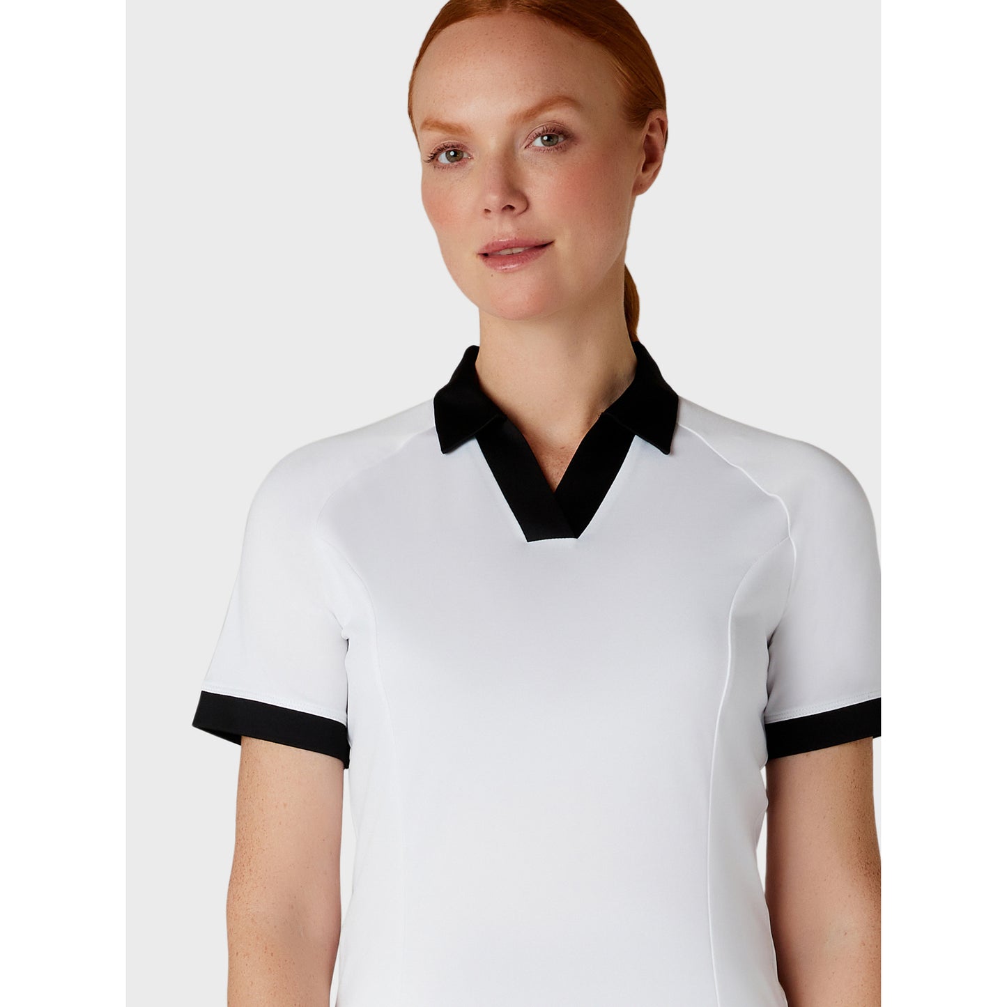 Callaway Ladies Short Sleeve Colour Block Golf Polo in White & Black