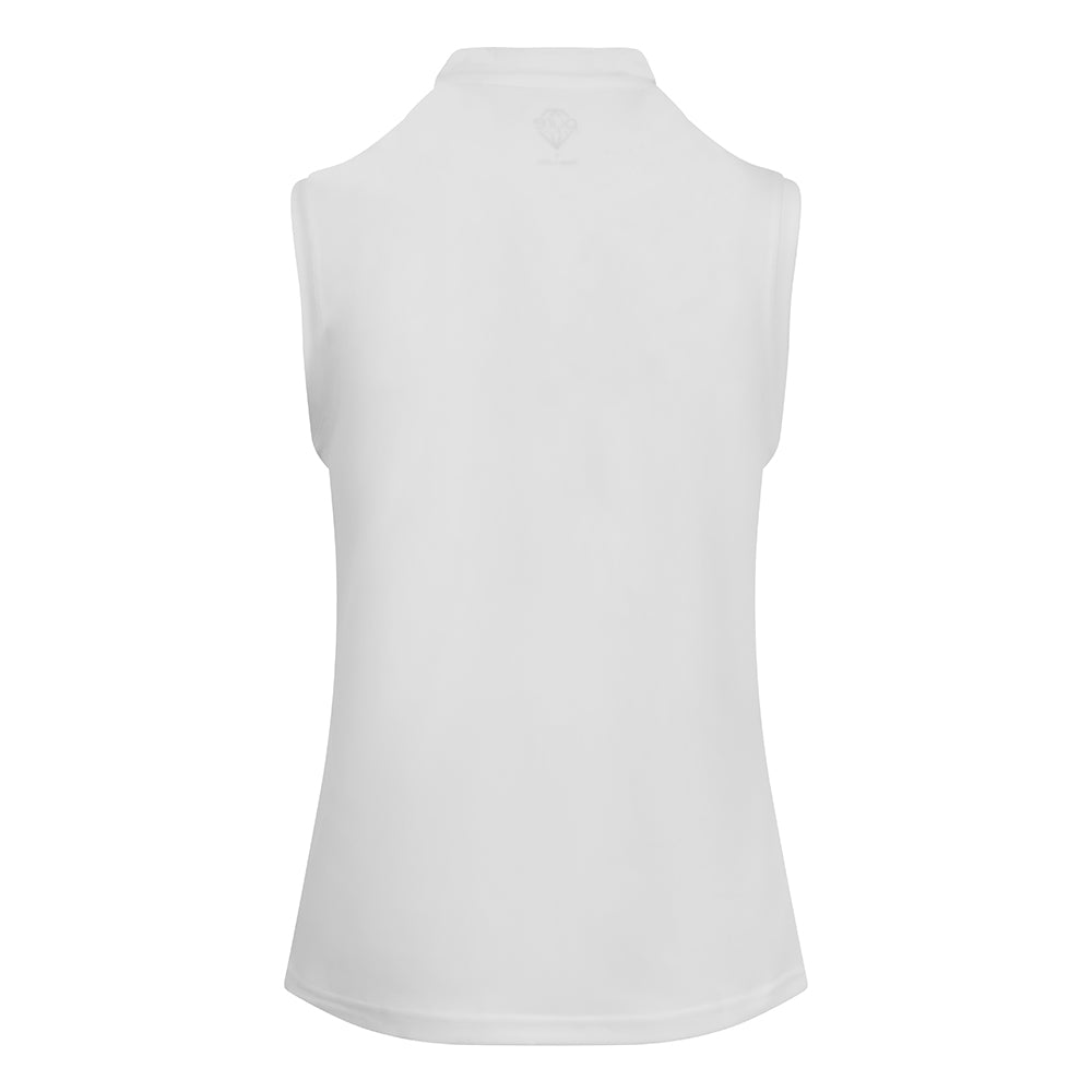 Pure Golf Ladies Sleeveless Mandarin Polo Shirt in White