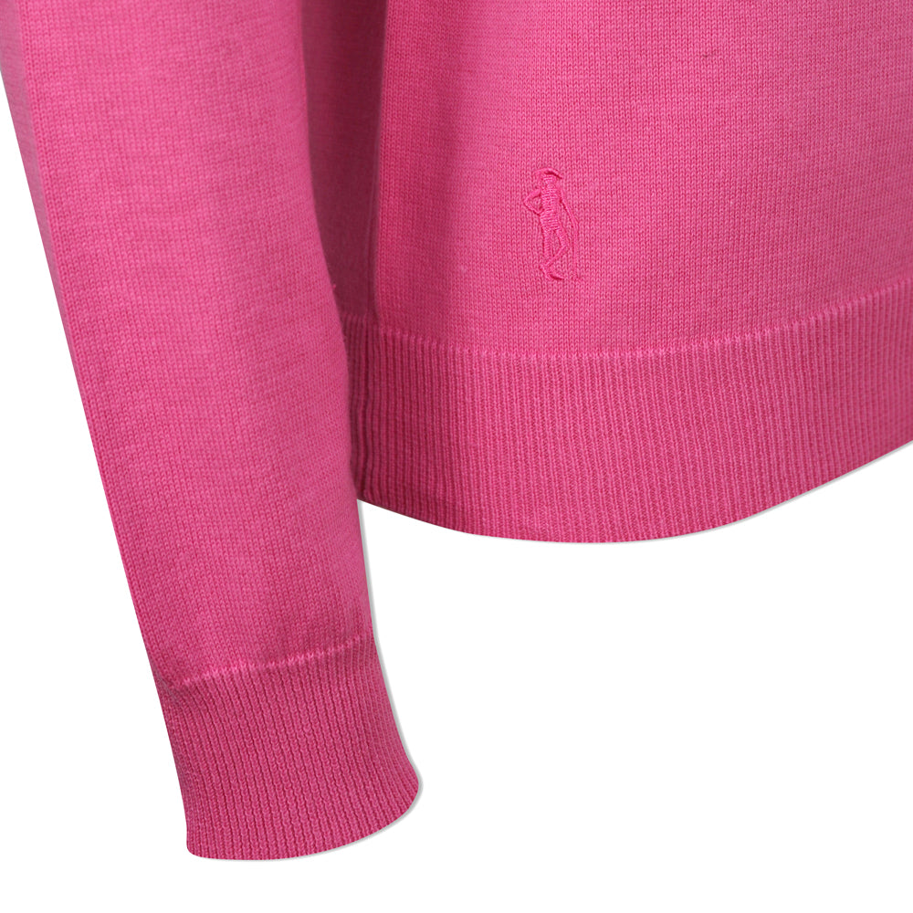 Glenmuir Ladies 100% Cotton V-Neck Sweater in Hot Pink