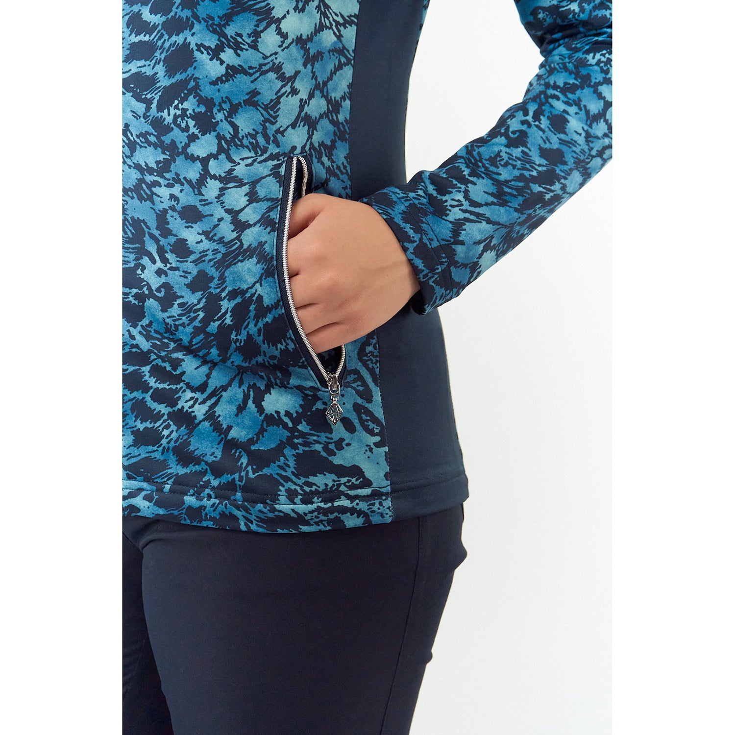 Pure Ladies Brushed Back Mid-Layer Jacket in Tourmaline Leopard