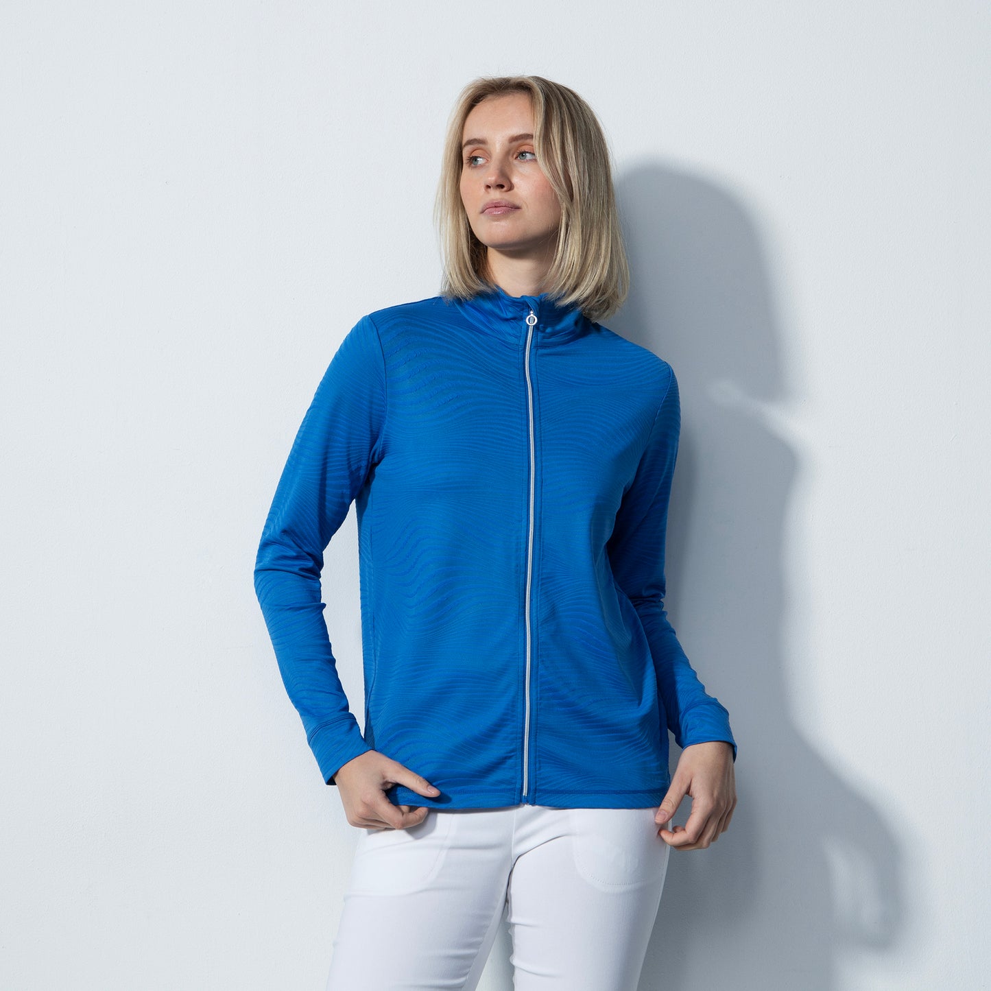 Daily Sports Ladies Full Zip Golf Mid-Layer in Cosmic Blue Wave Print  