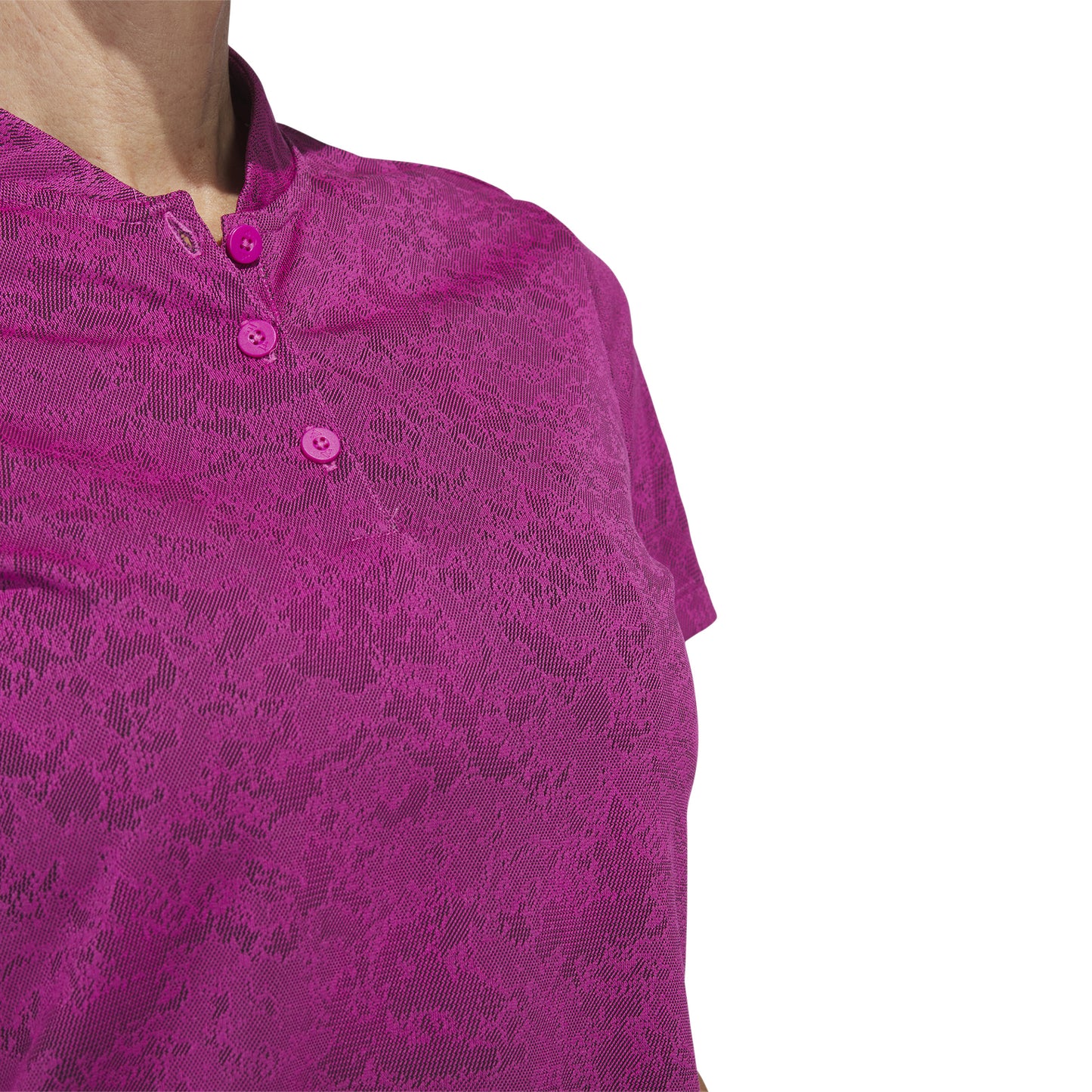 adidas Ladies Short Sleeve Golf Polo with Jacquard Lace Print - Last One XS Only Left