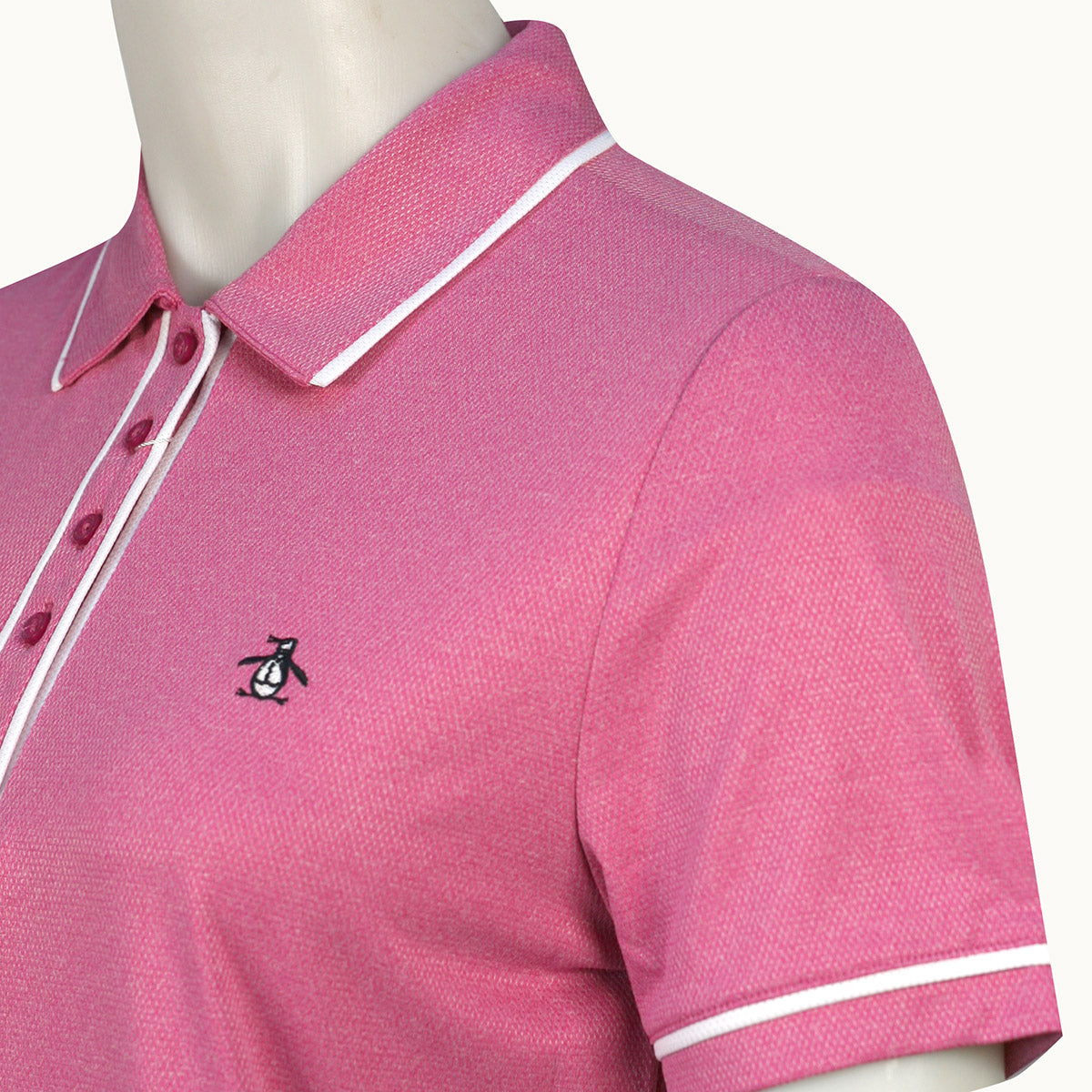 Original Penguin Ladies Piped Short Sleeve Polo in Fuschsia Red