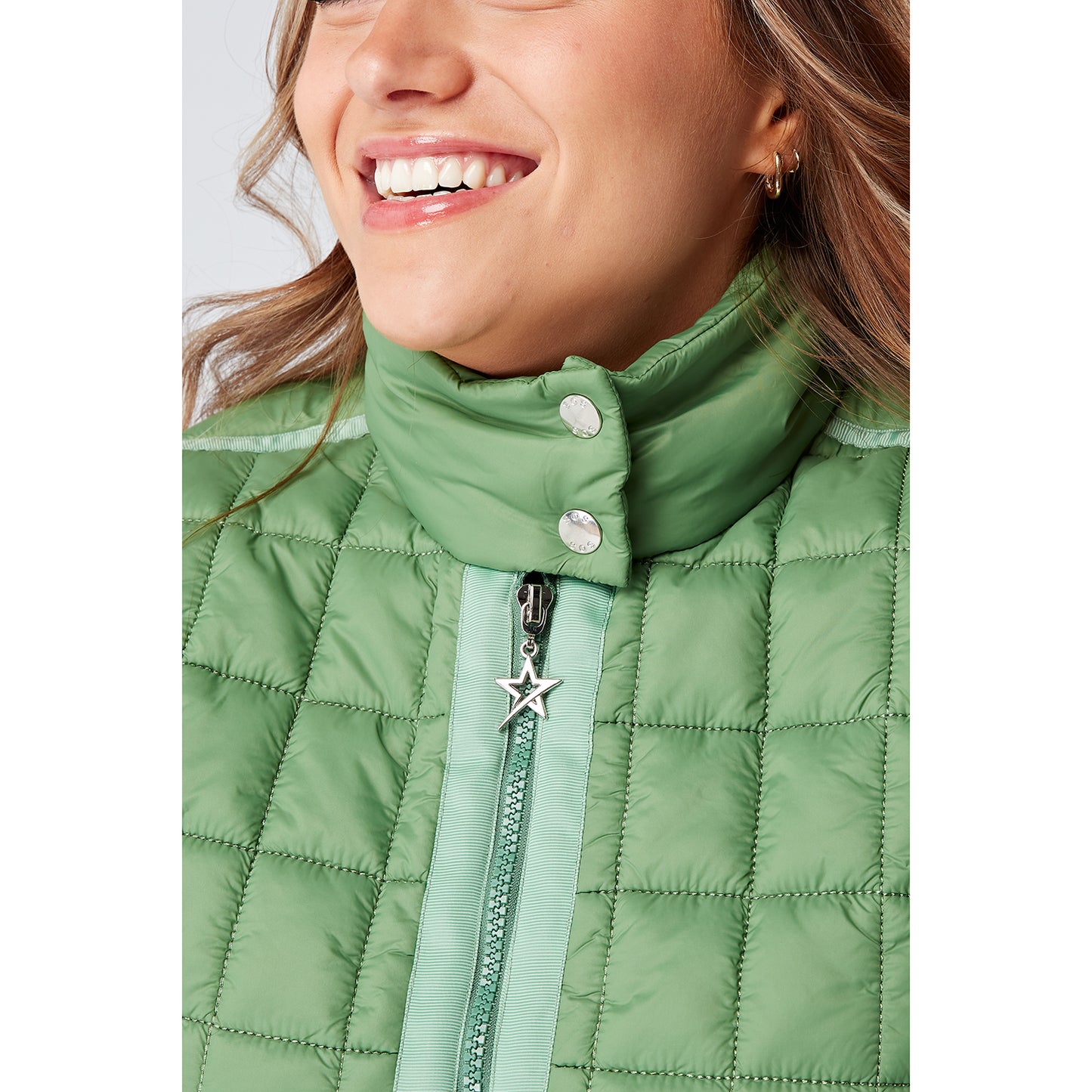 Swing Out Sister Ladies Padded Gilet with Soft-Stretch Side Panels in Sage
