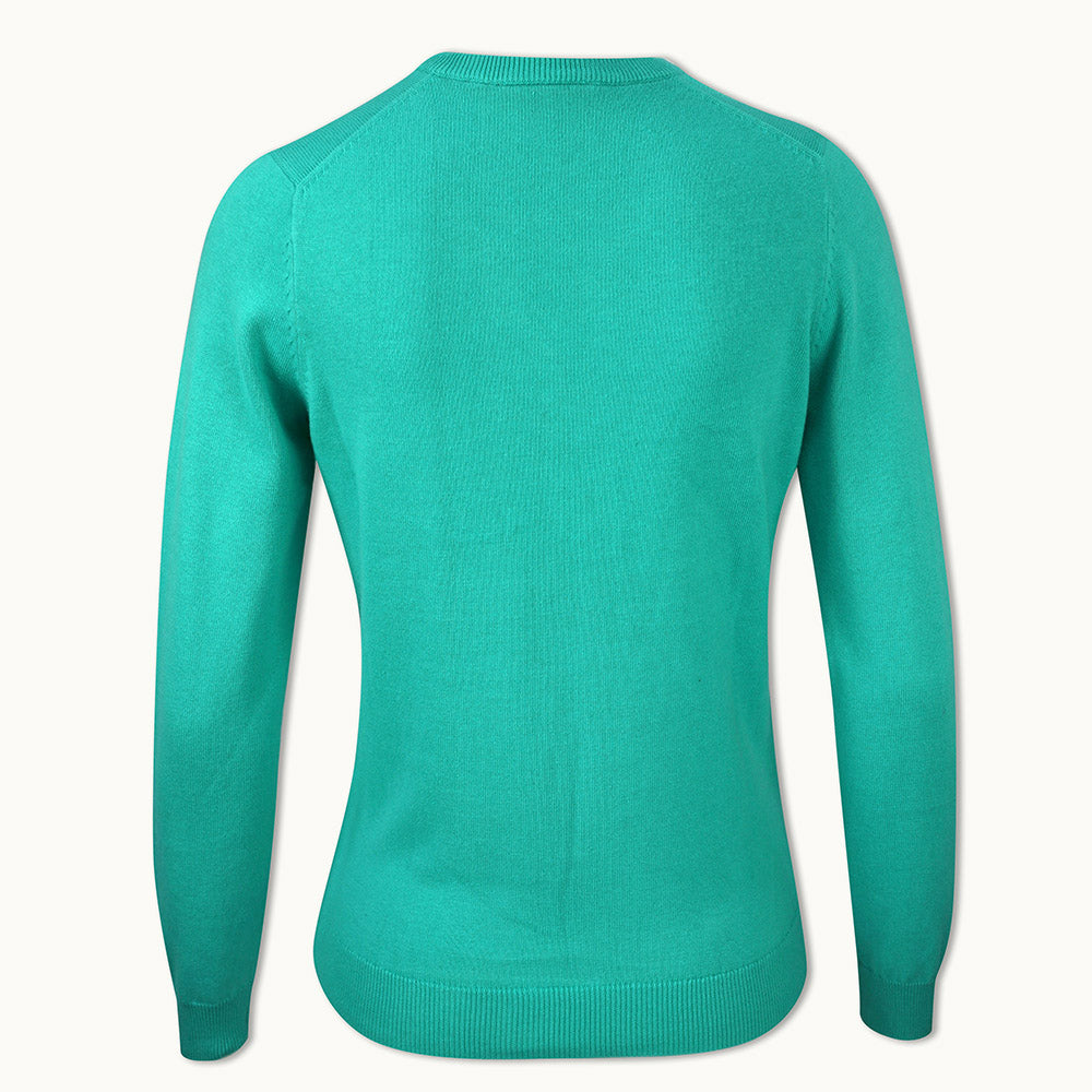 Glenmuir Ladies 100% Cotton V-Neck Sweater in Marine Green