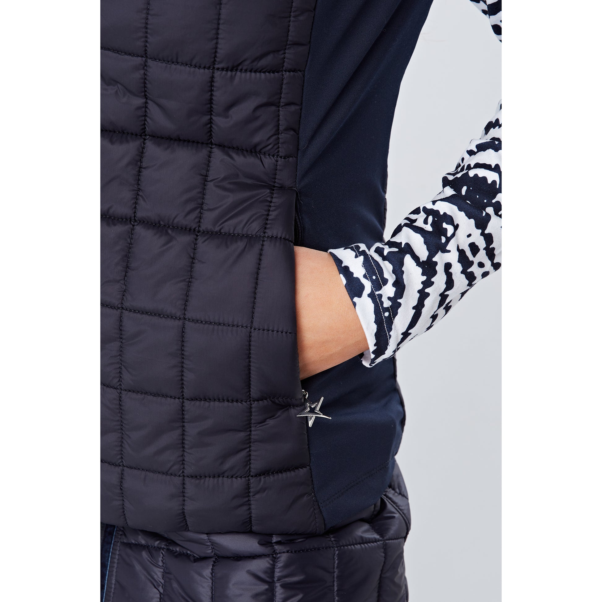 Swing Out Sister Ladies Padded Gilet with Soft-Stretch Side Panels in Navy