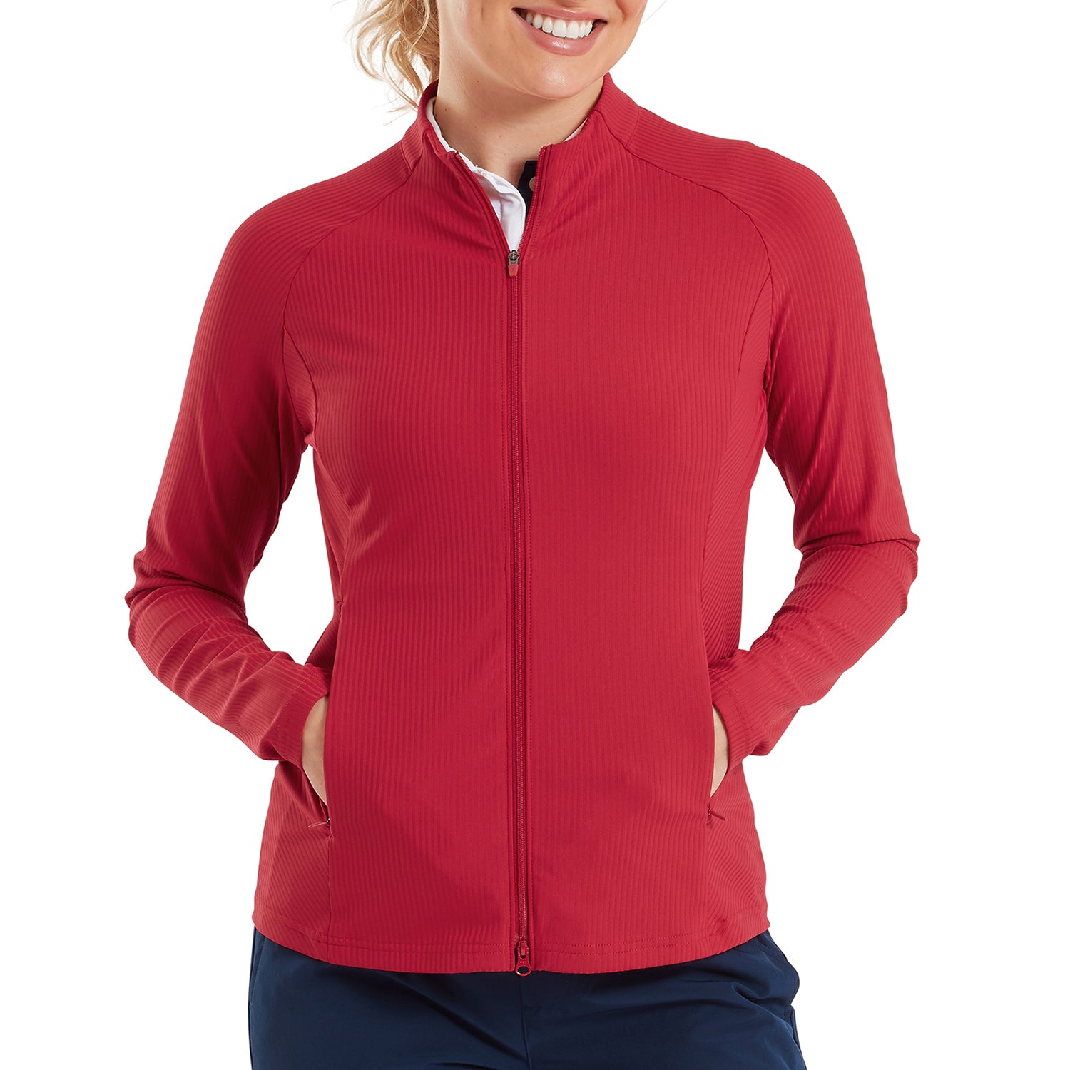 FootJoy Ladies Full Zip Mid-Layer with Ribbed Details for a Striking Silhouette