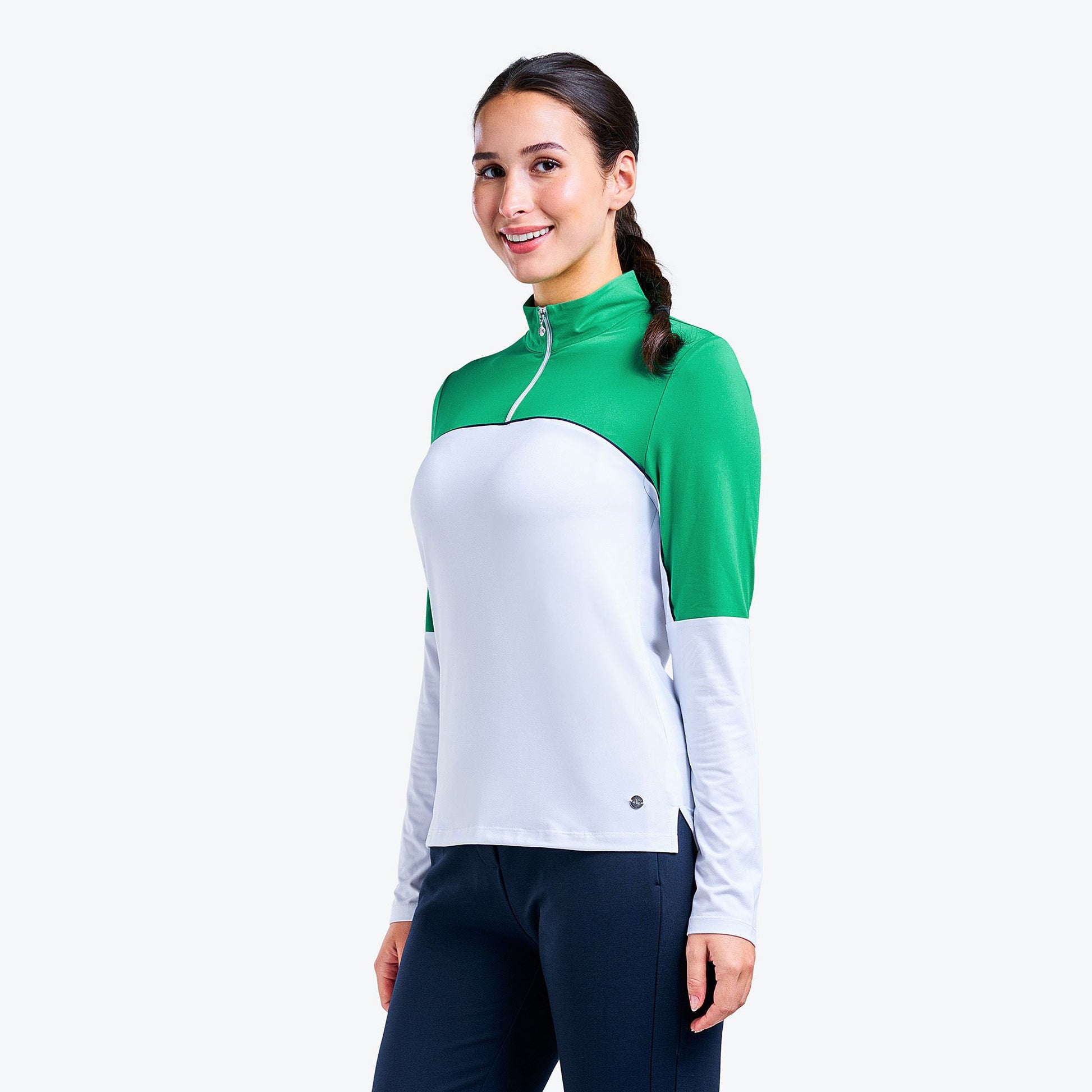 Nivo Ladies Half Zip Long Sleeve Colour Block Top