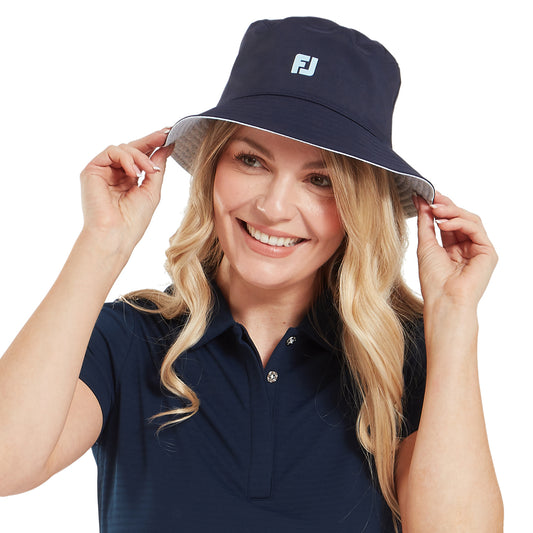 FootJoy Women's Reversible Bucket Hat in Navy & Animal Print