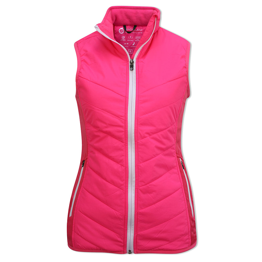 Sunderland Ladies Quilted Gilet in Solar Pink & White