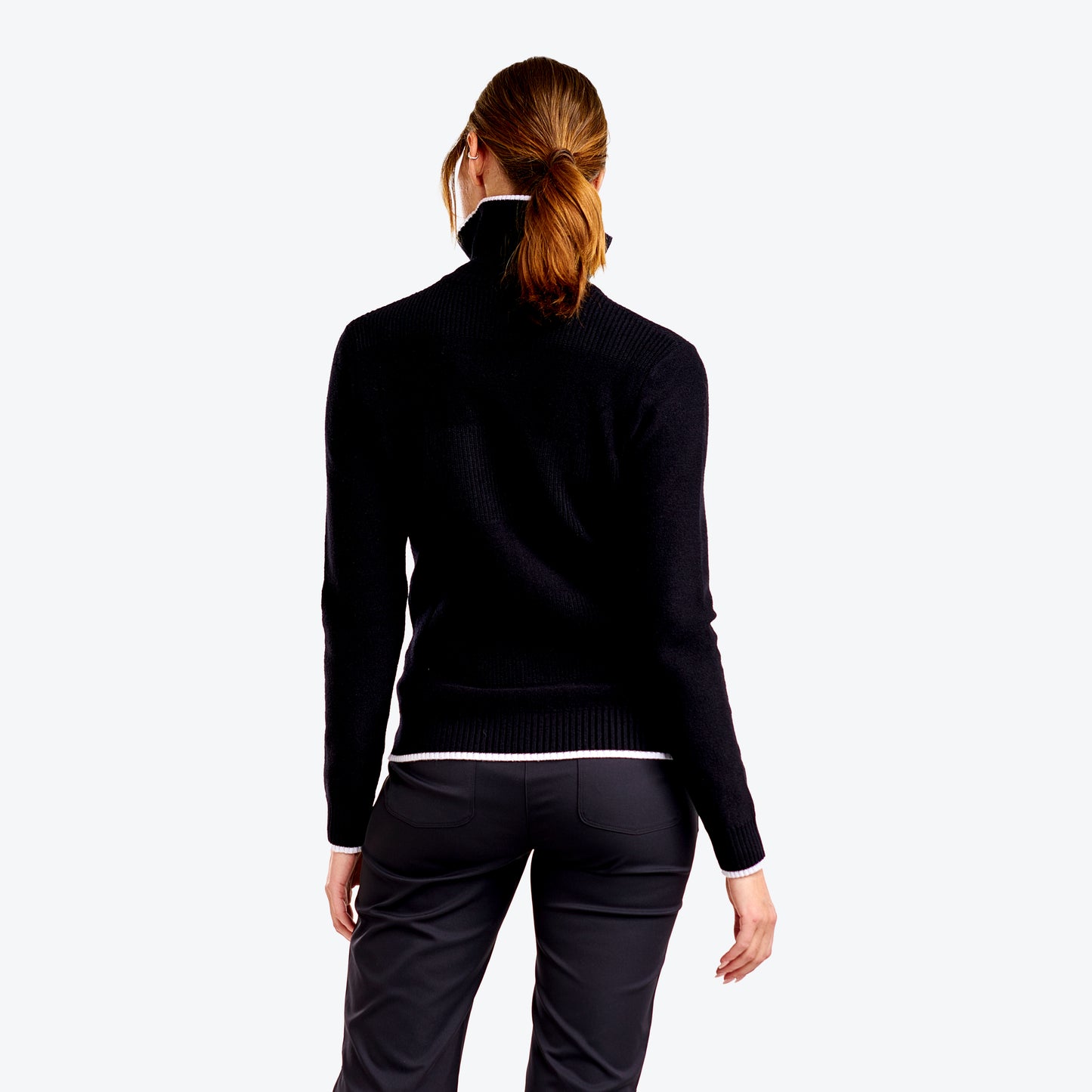 Nivo Ladies Full-Zip Deep Collar Cardigan in Black