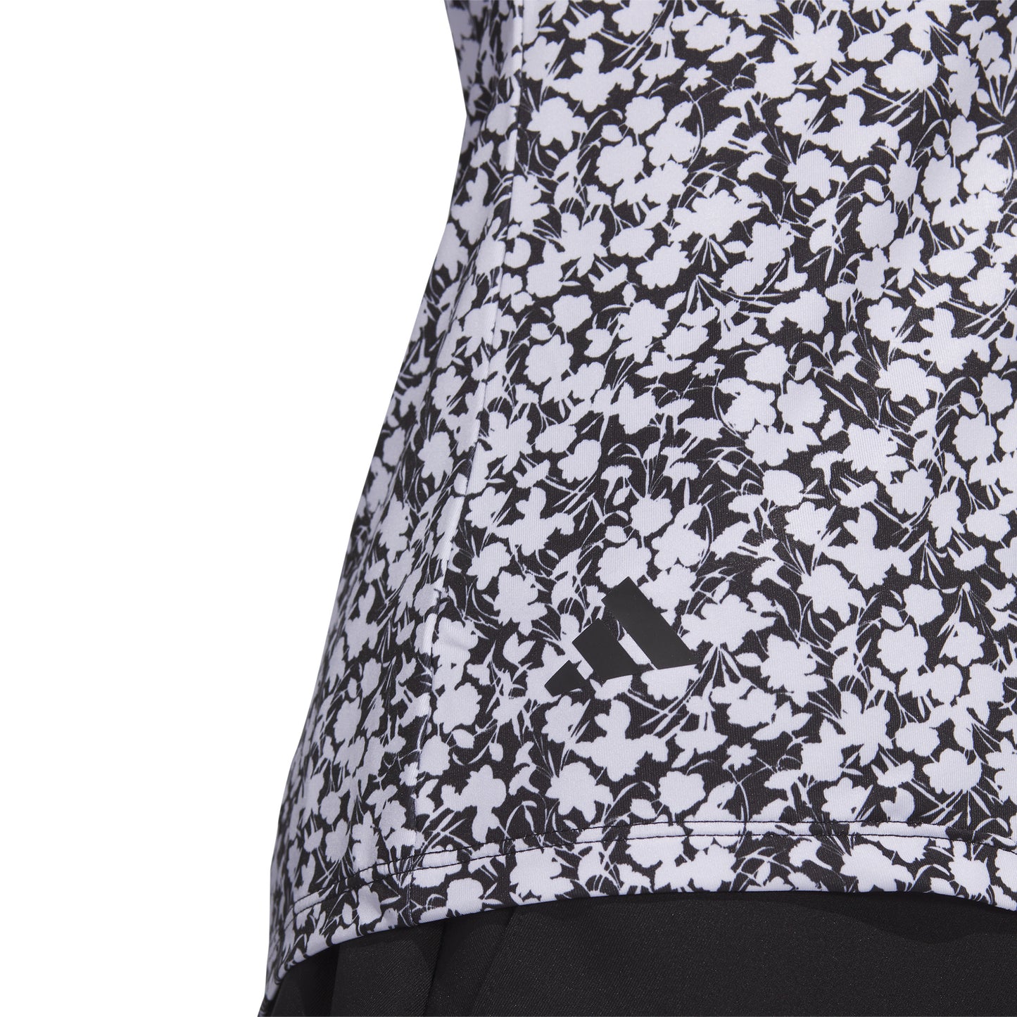 adidas Ladies Short Sleeve Golf Polo with Black & White Floral Print