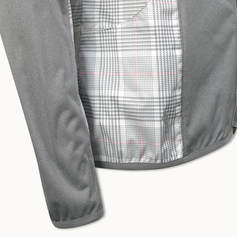 Glenmuir Ladies Lightweight Showerproof Performance Golf Jacket in Light Grey Marl/White/Candy Check