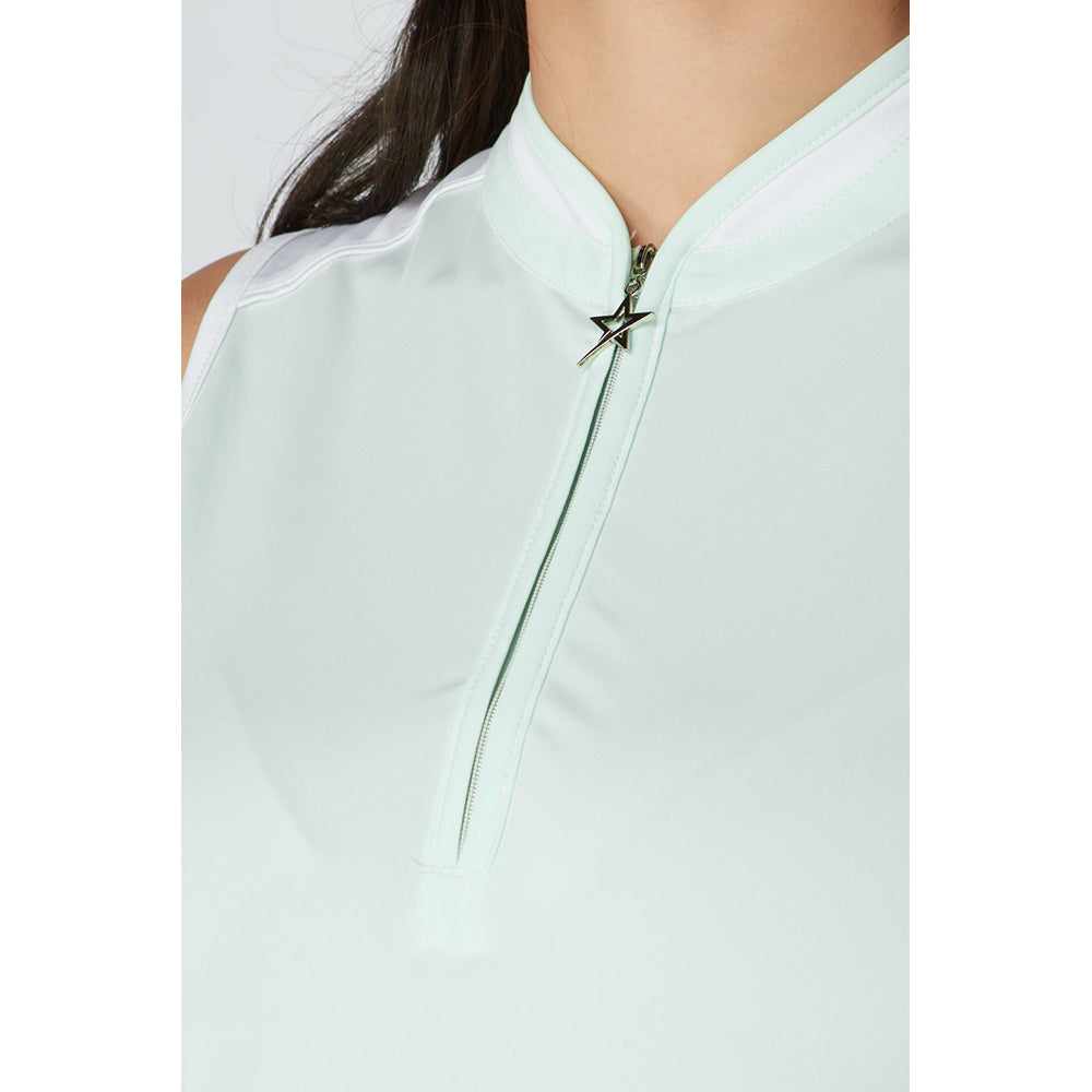 Swing Out Sister Zip-Neck Sleeveless Mint Golf Polo - Last One XL Only Left