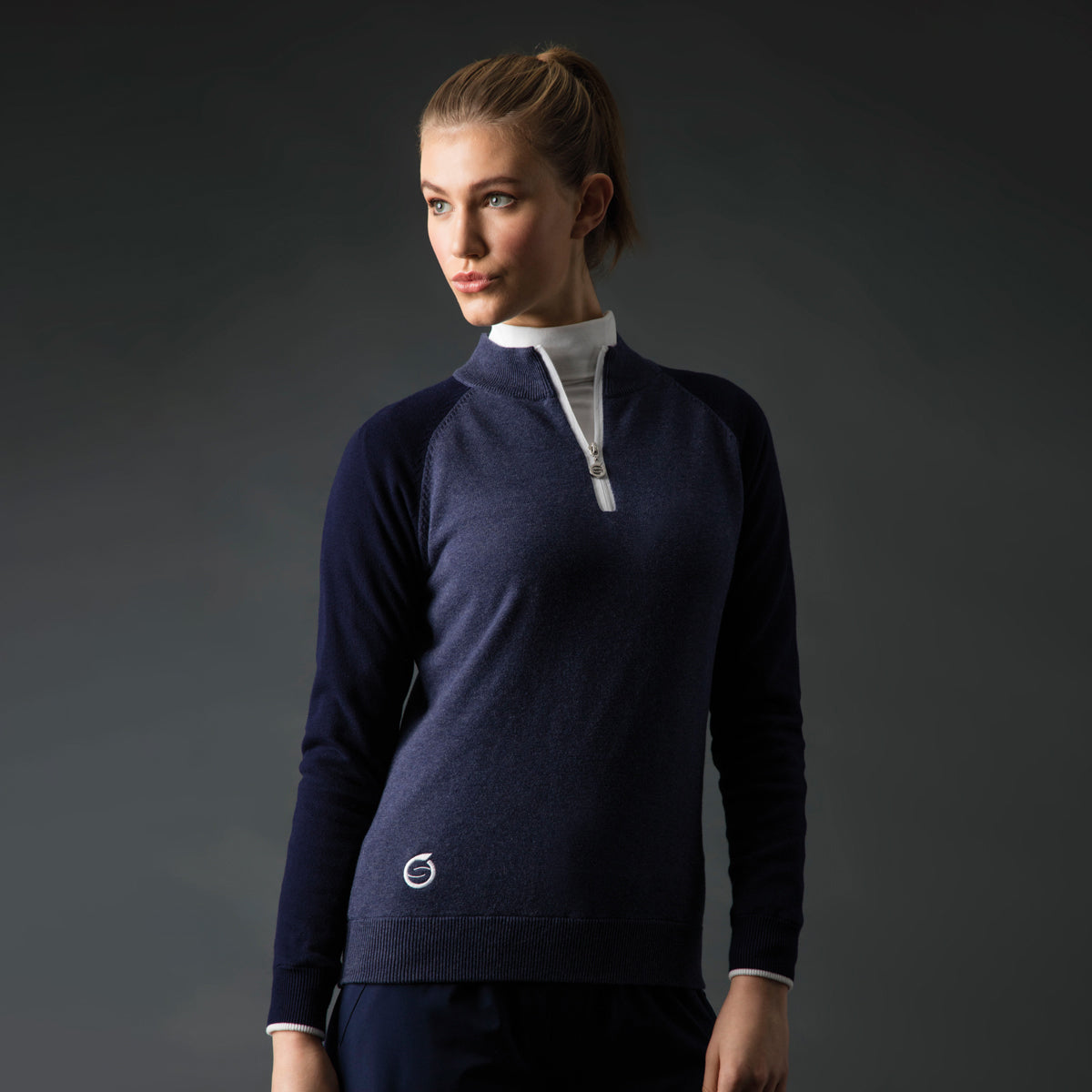 Sunderland Ladies Lined Sweater with Water Repellent Scotchgard in Navy