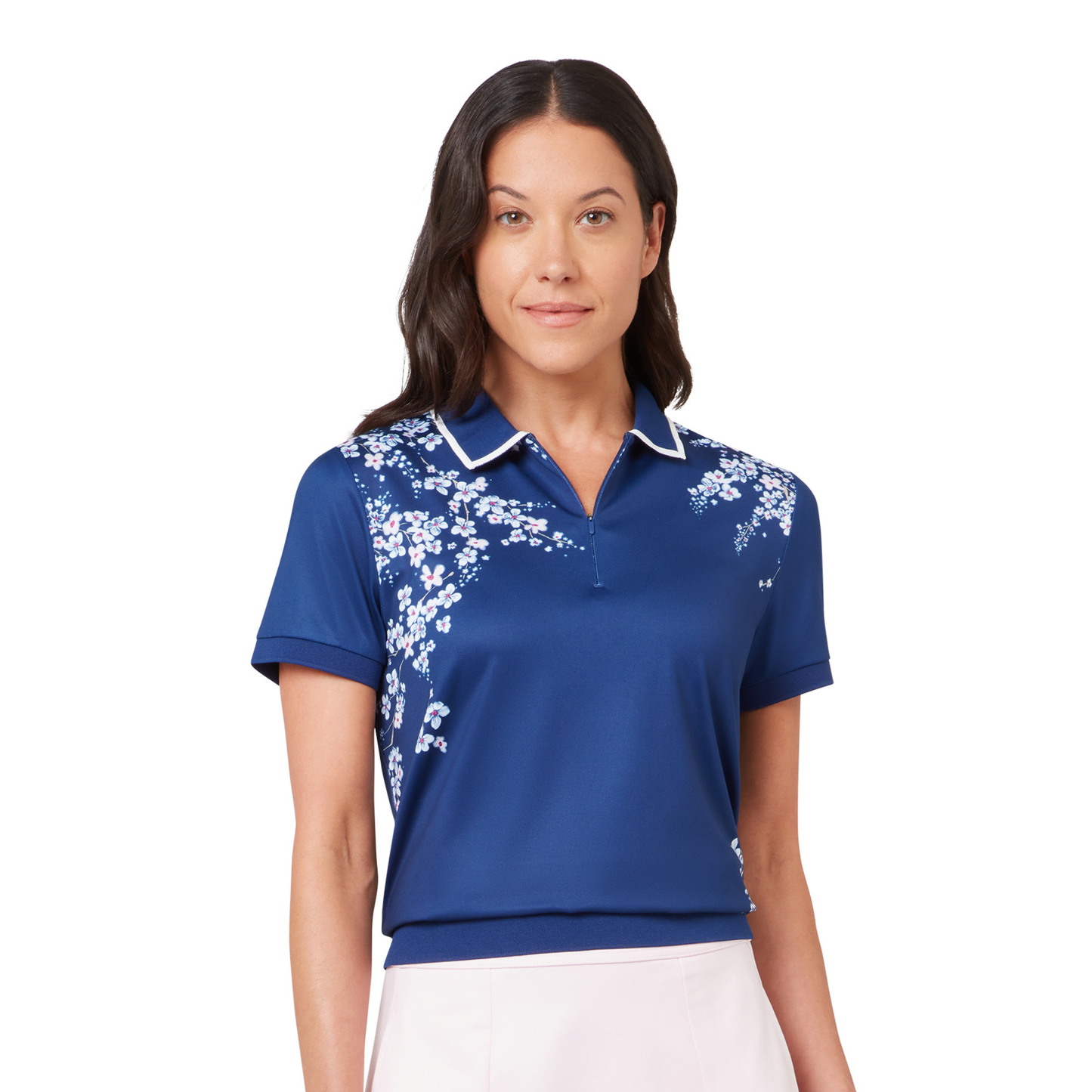Callaway Ladies Short Sleeve Polo with Feminine Floral Style & Performance Comfort