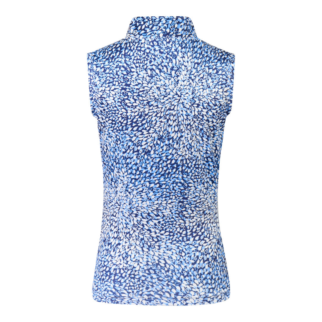 Pure Ladies Sleeveless Zip Neck Golf Top in Peardrop Sapphire Print