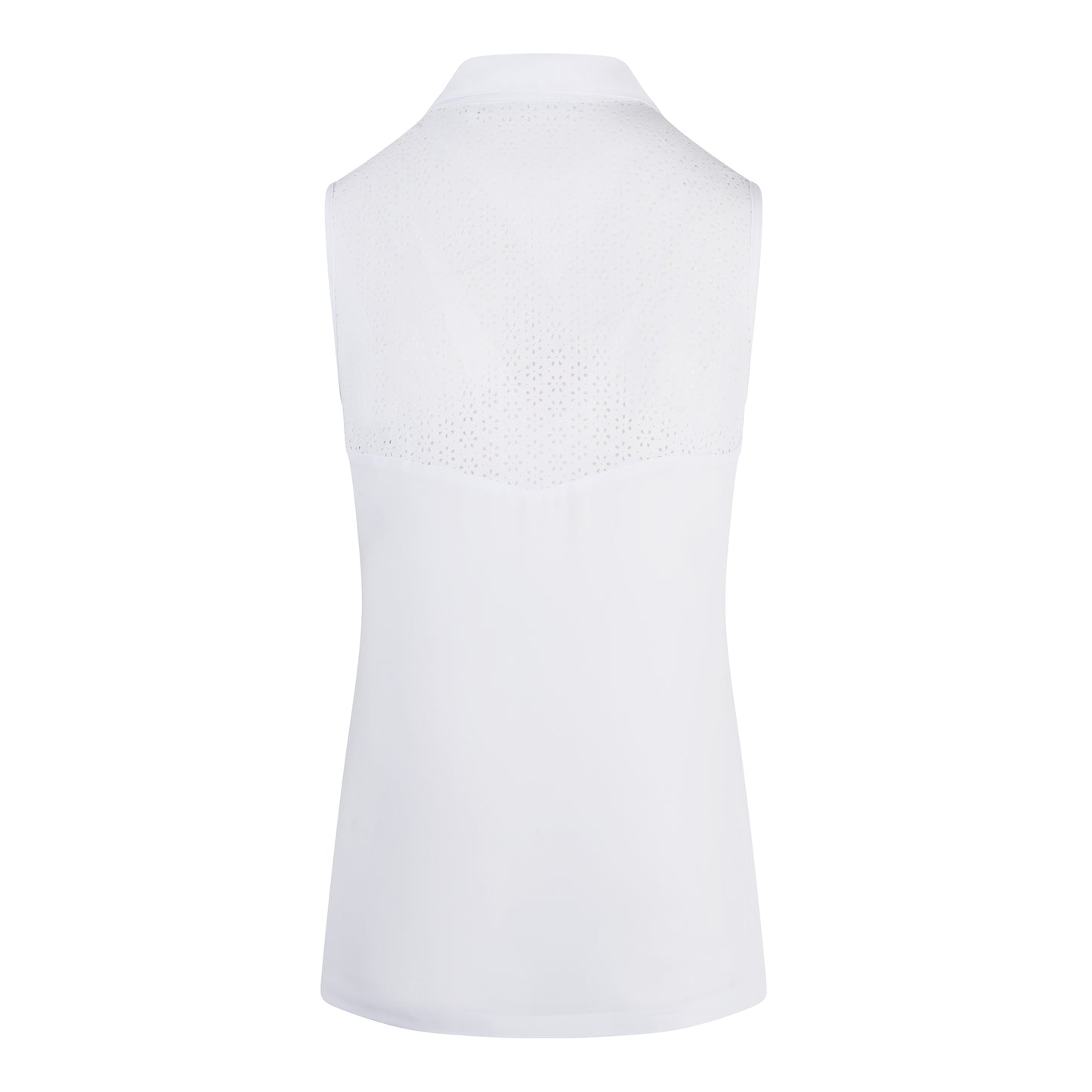 Swing Out Sister Ladies Laser Print Sleeveless Polo in Optic White