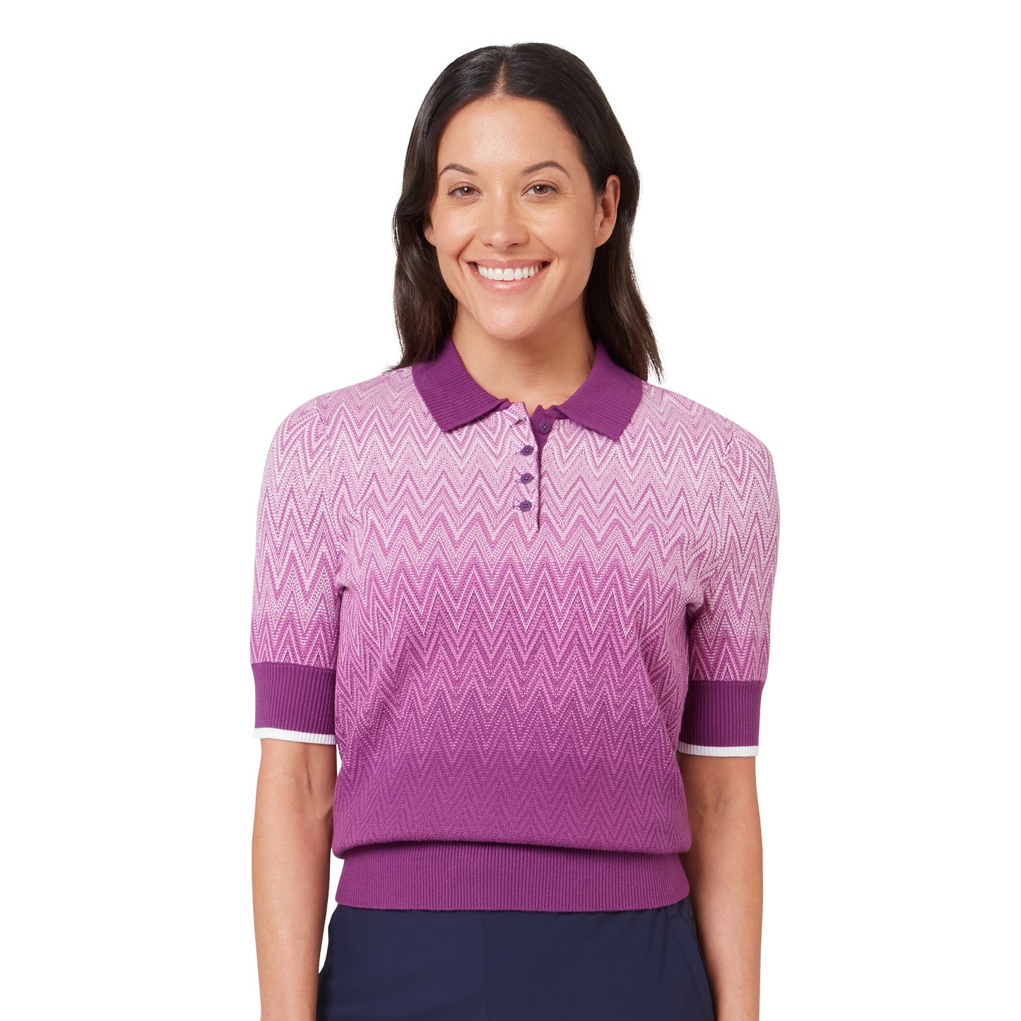 Callaway Ladies Knitted Chevron Gradient Short Sleeve Polo - From Fairway to High Street