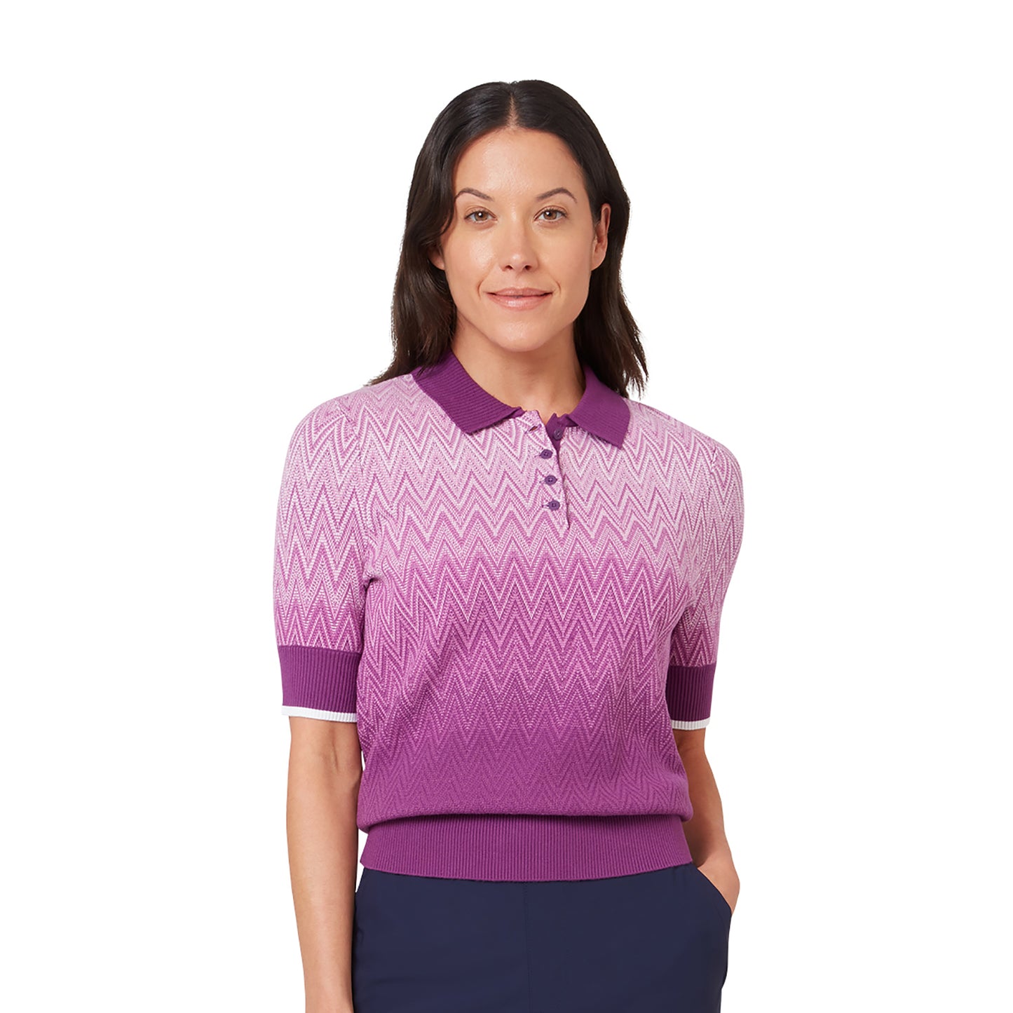 Callaway Ladies Knitted Chevron Gradient Short Sleeve Polo - From Fairway to High Street