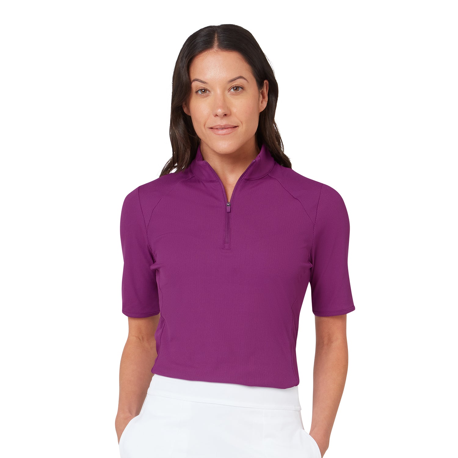 Callaway Ladies Short Sleeve Ribbed Short Sleeve Polo - Where Contemporary Style Meets the Fairway