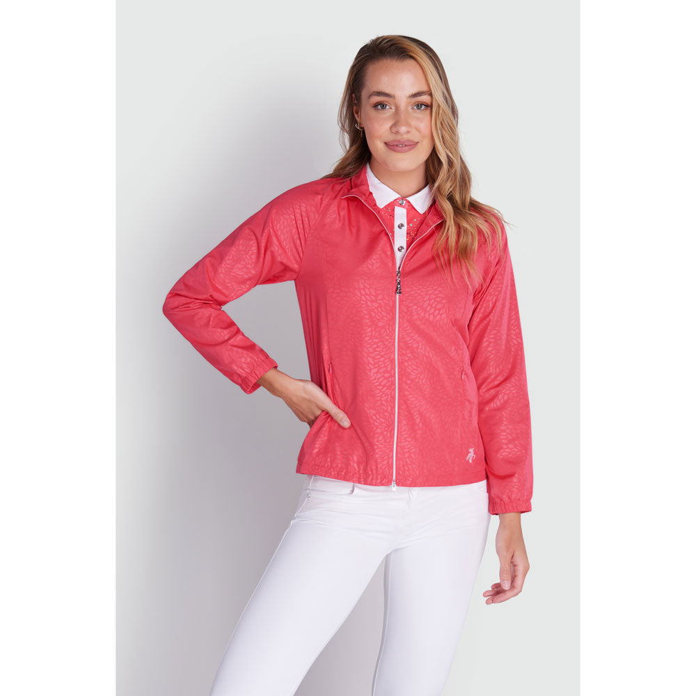 Green Lamb Ladies Raglan Sleeve Windbarrier Jacket in Strawberry Animal Print