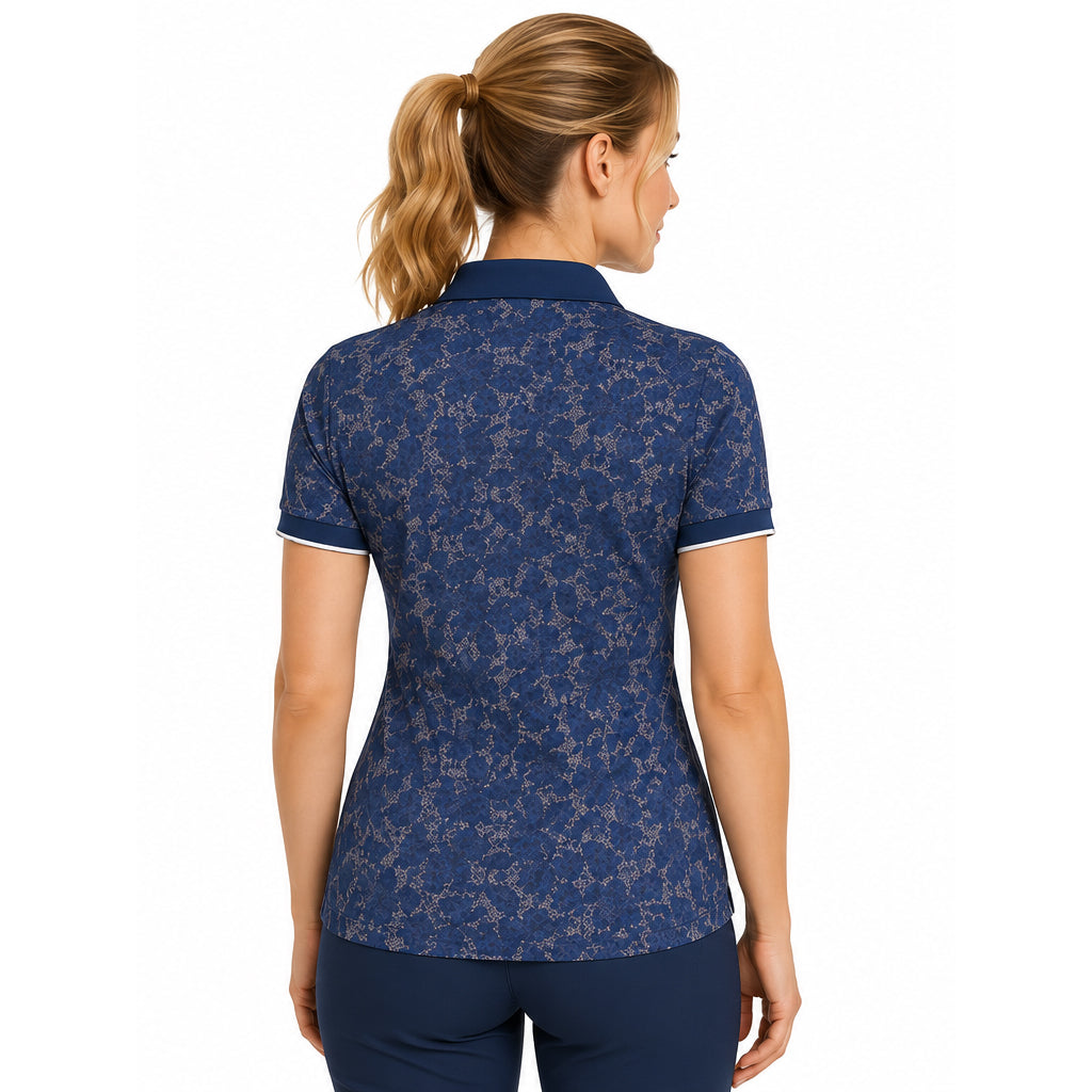 Callaway Ladies Short Sleeve Polo with Modern Floral Print - Effortless Performance