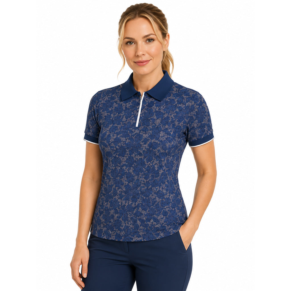 Callaway Ladies Short Sleeve Polo with Modern Floral Print - Effortless Performance