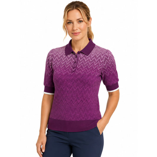Callaway Ladies Knitted Chevron Gradient Short Sleeve Polo - From Fairway to High Street