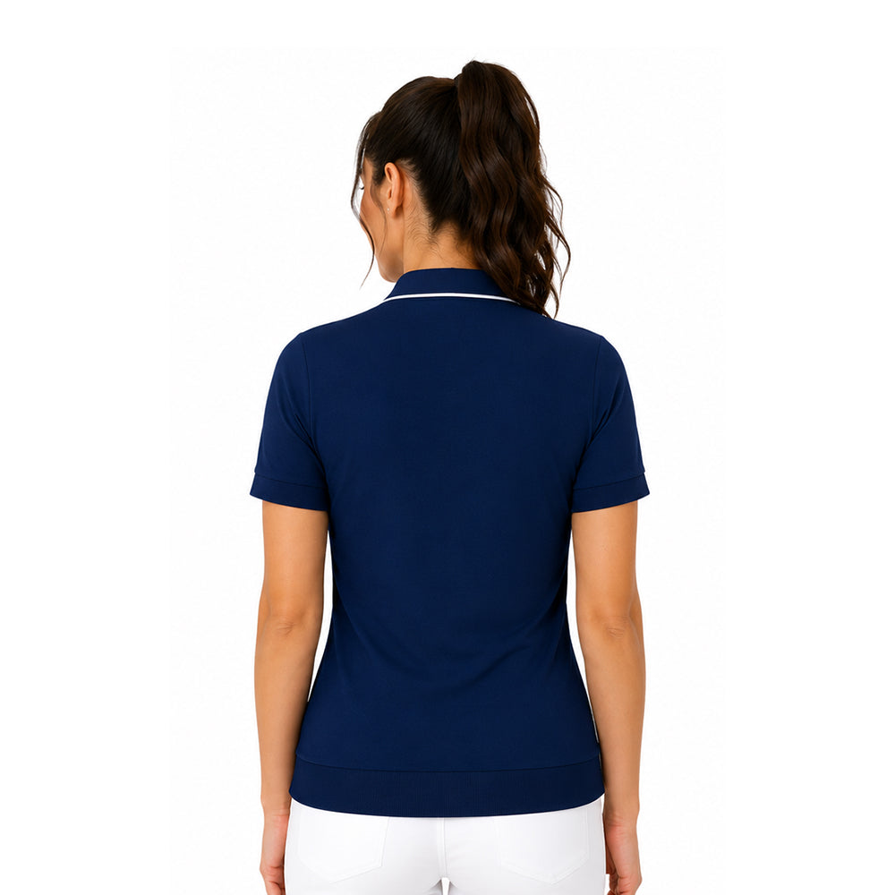 Callaway Ladies Short Sleeve Floral Blossom Rib Top in Blue Depths