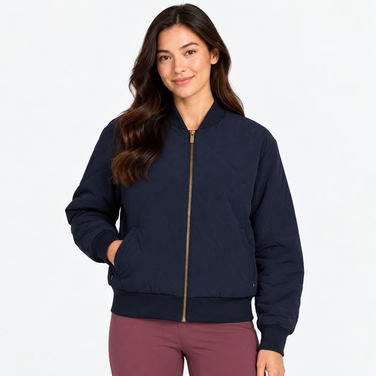 Puma Ladies Jacket In Navy - Quilted Warmth with A Contemporary Silhouette