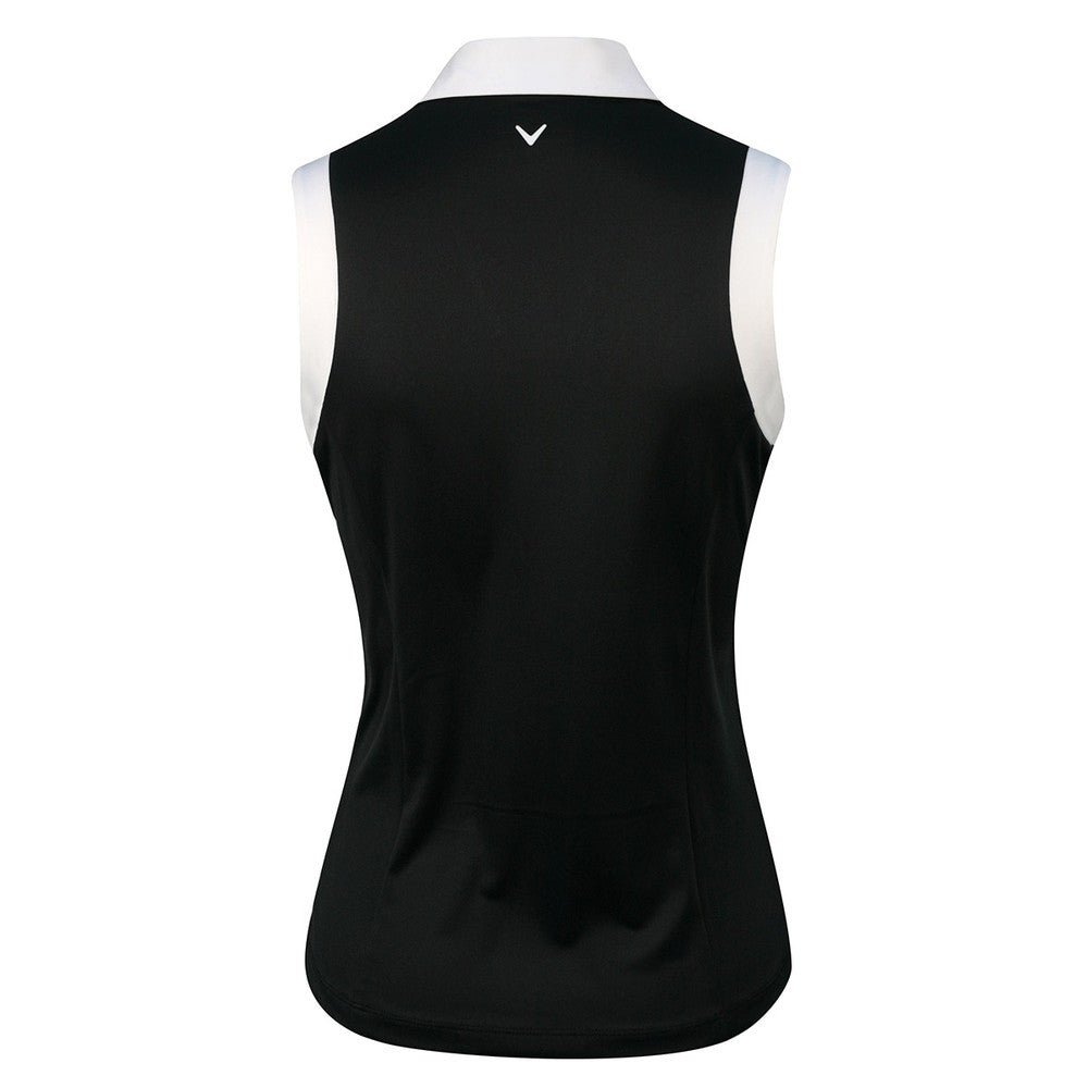 Callaway Ladies Sleeveless Colour Block Polo Shirt in Caviar