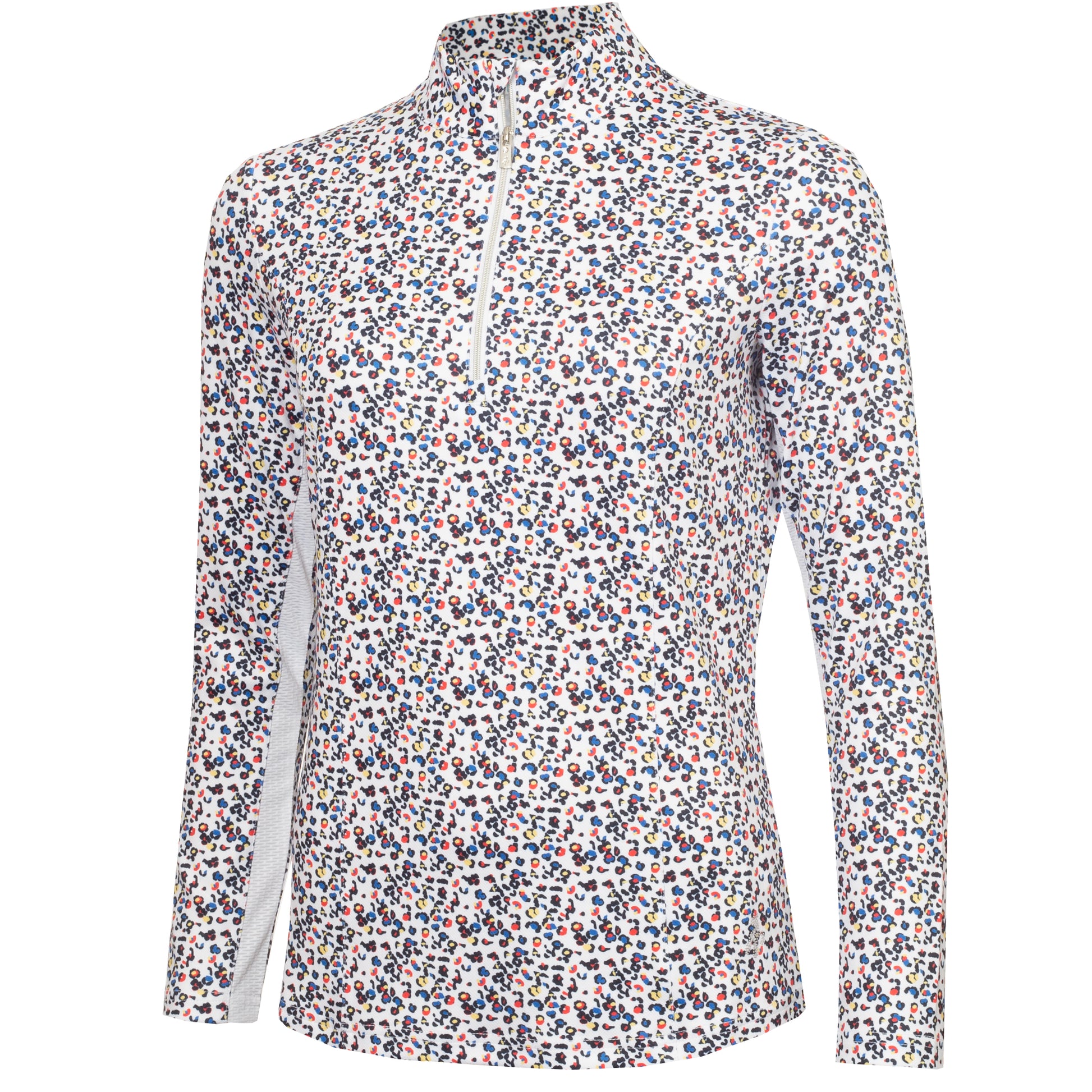 Green Lamb Ladies Multicoloured Ditsy Print Zip Neck Top