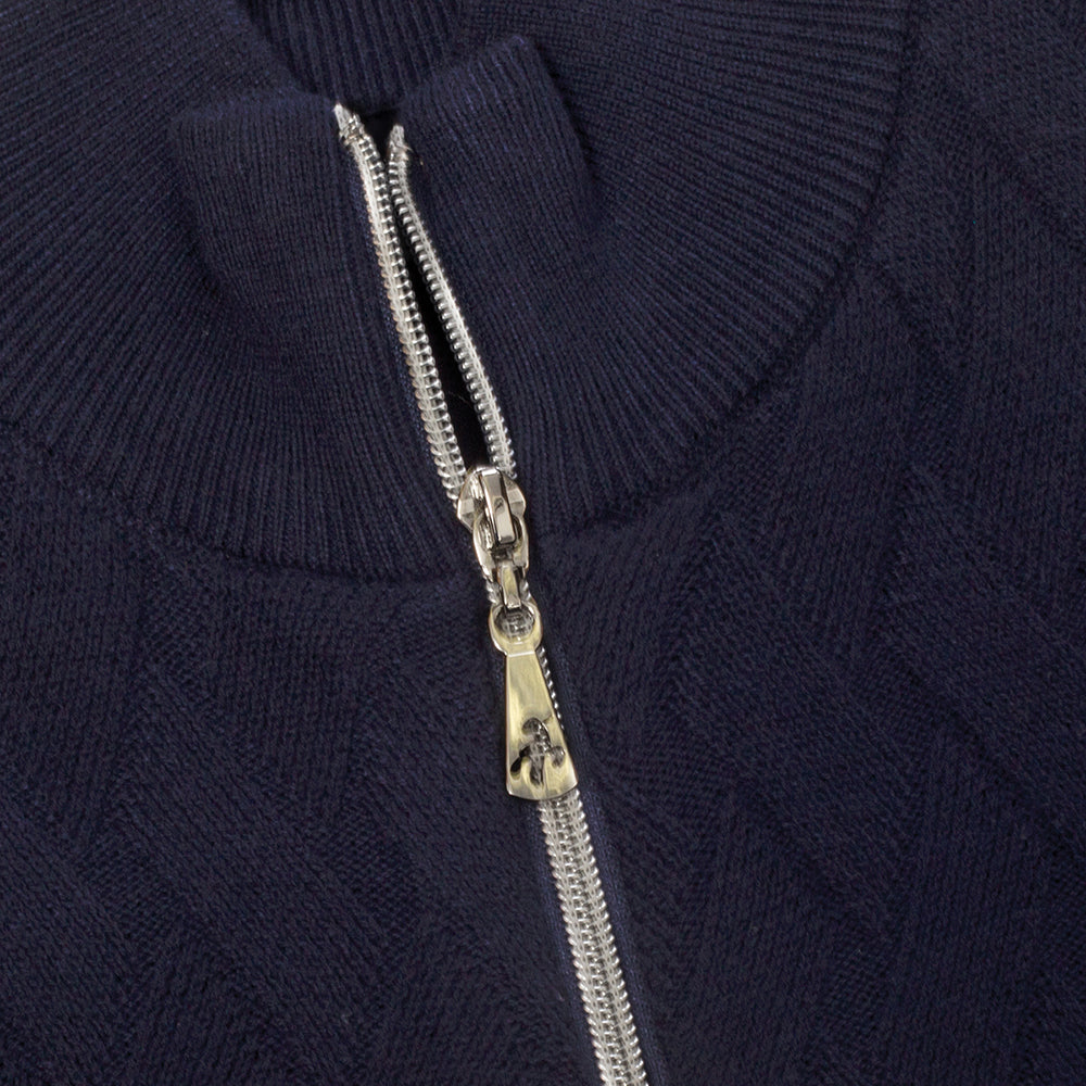 Green Lamb Ladies Navy Textured Lined Golf Cardigan - Last One Size 8 Only Left