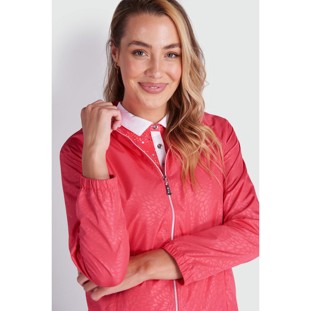 Green Lamb Ladies Raglan Sleeve Windbarrier Jacket in Strawberry Animal Print