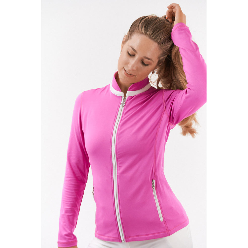 Pure Golf Ladies Mid-Layer Stretch Jacket in Azalea Pink