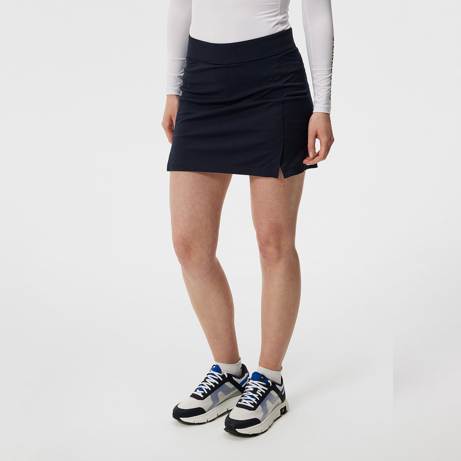 J.Lindeberg Ladies Pull-On Skort with Front Splits in Navy