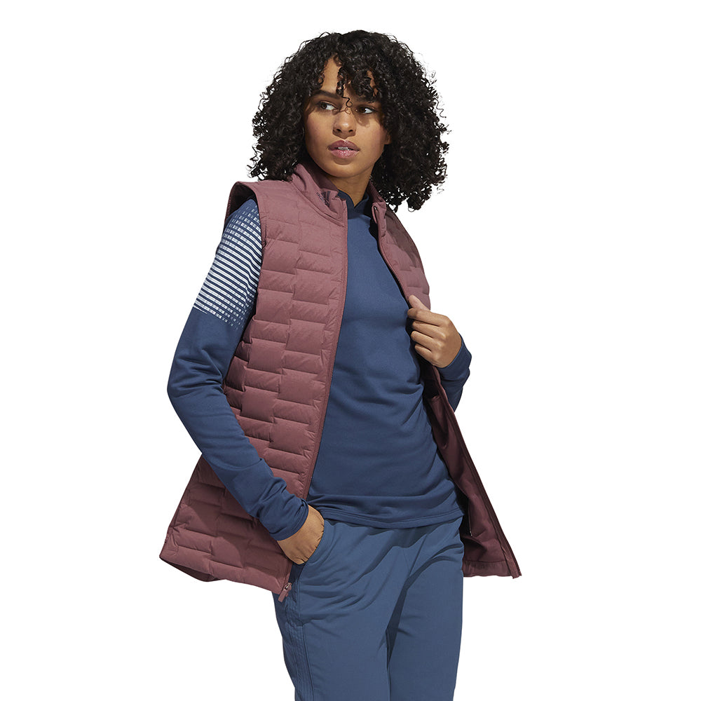 adidas Ladies Down-Filled Frostguard Golf Gilet in Quiet Crimson