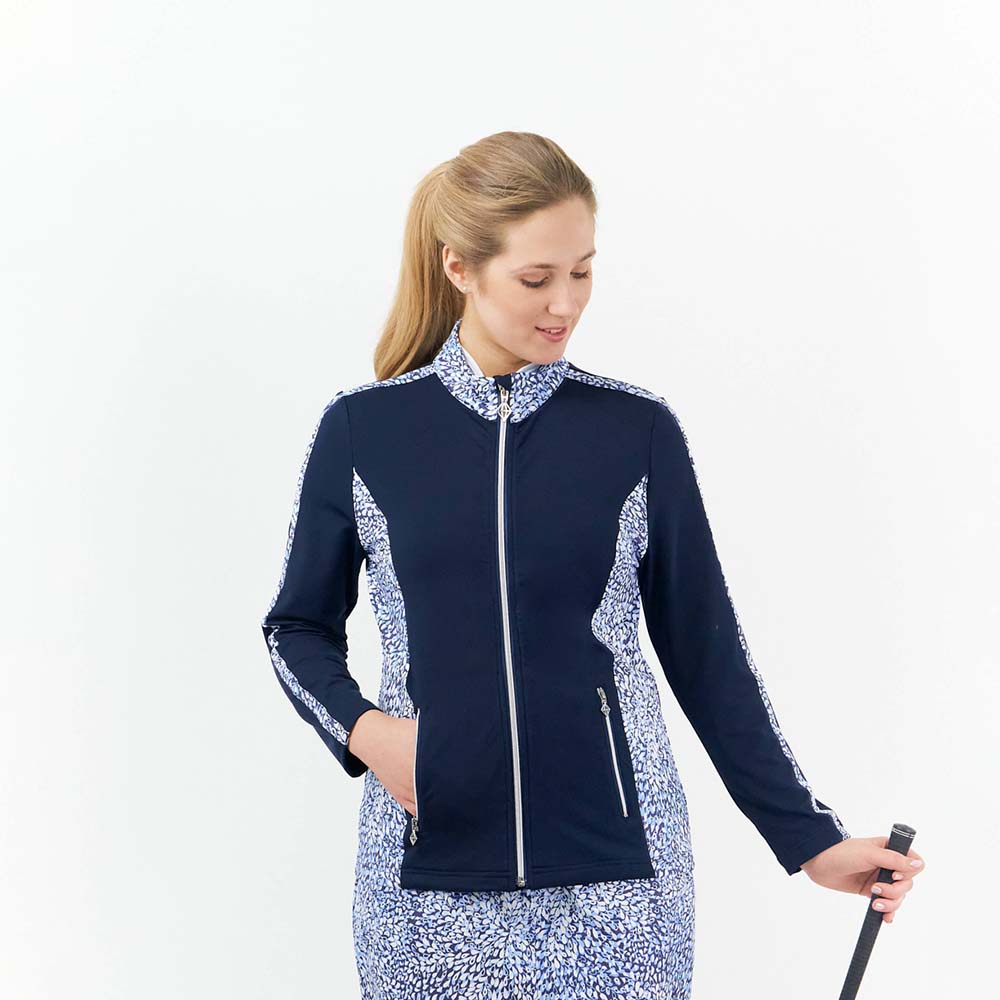 Pure Ladies Mid-Layer Golf Jacket in Navy and Peardrop Sapphire Print