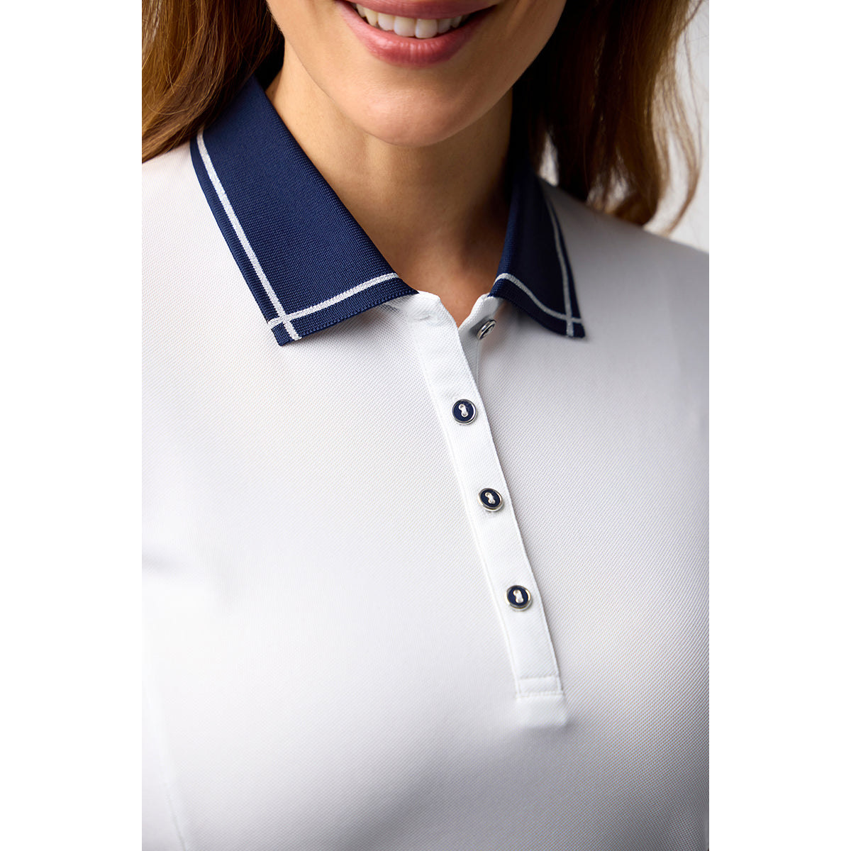 Glenmuir Short Sleeve Polo in Silver Lurex Tipping