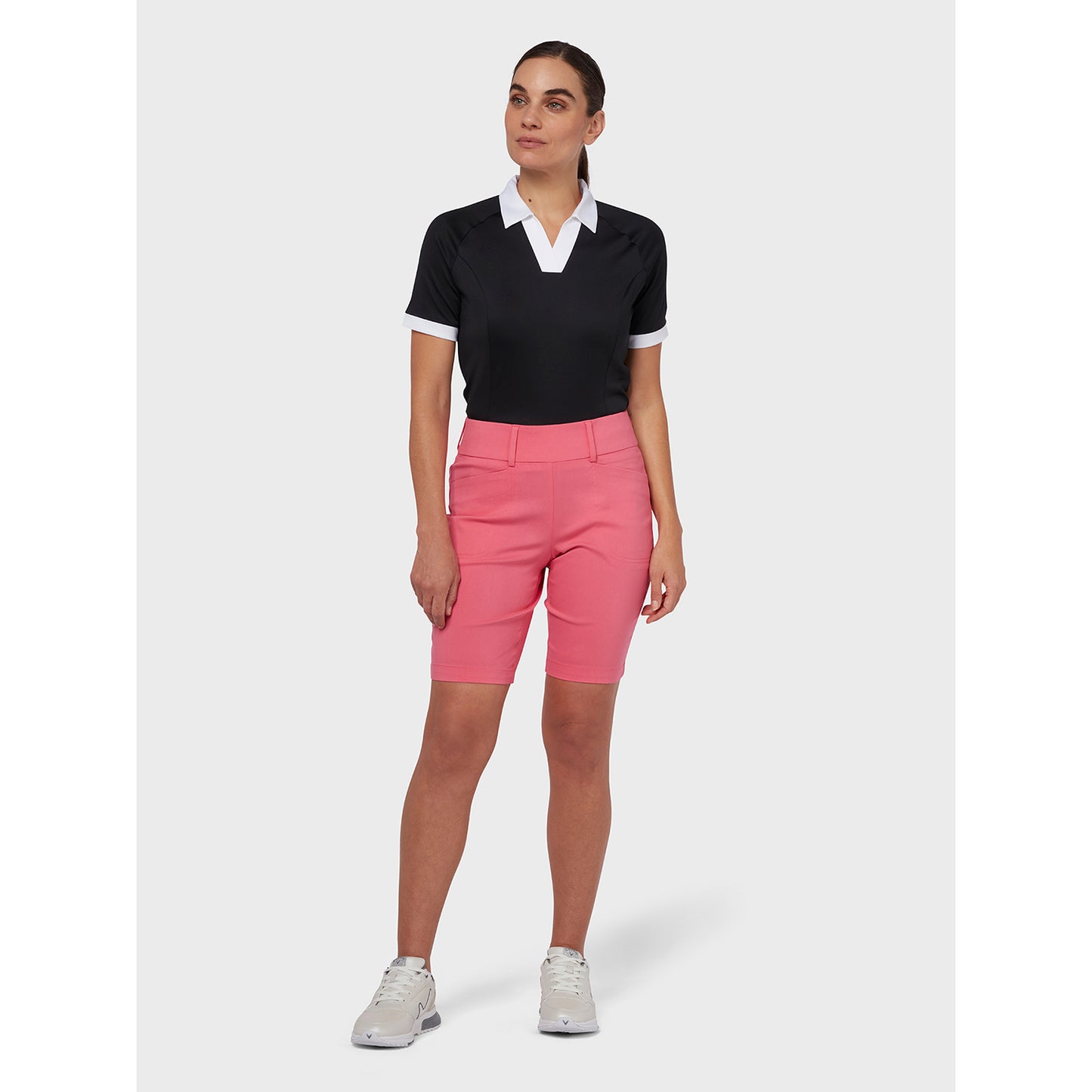 Callaway Ladies Short Sleeve Colour Block Golf Polo Shirt in Caviar Black