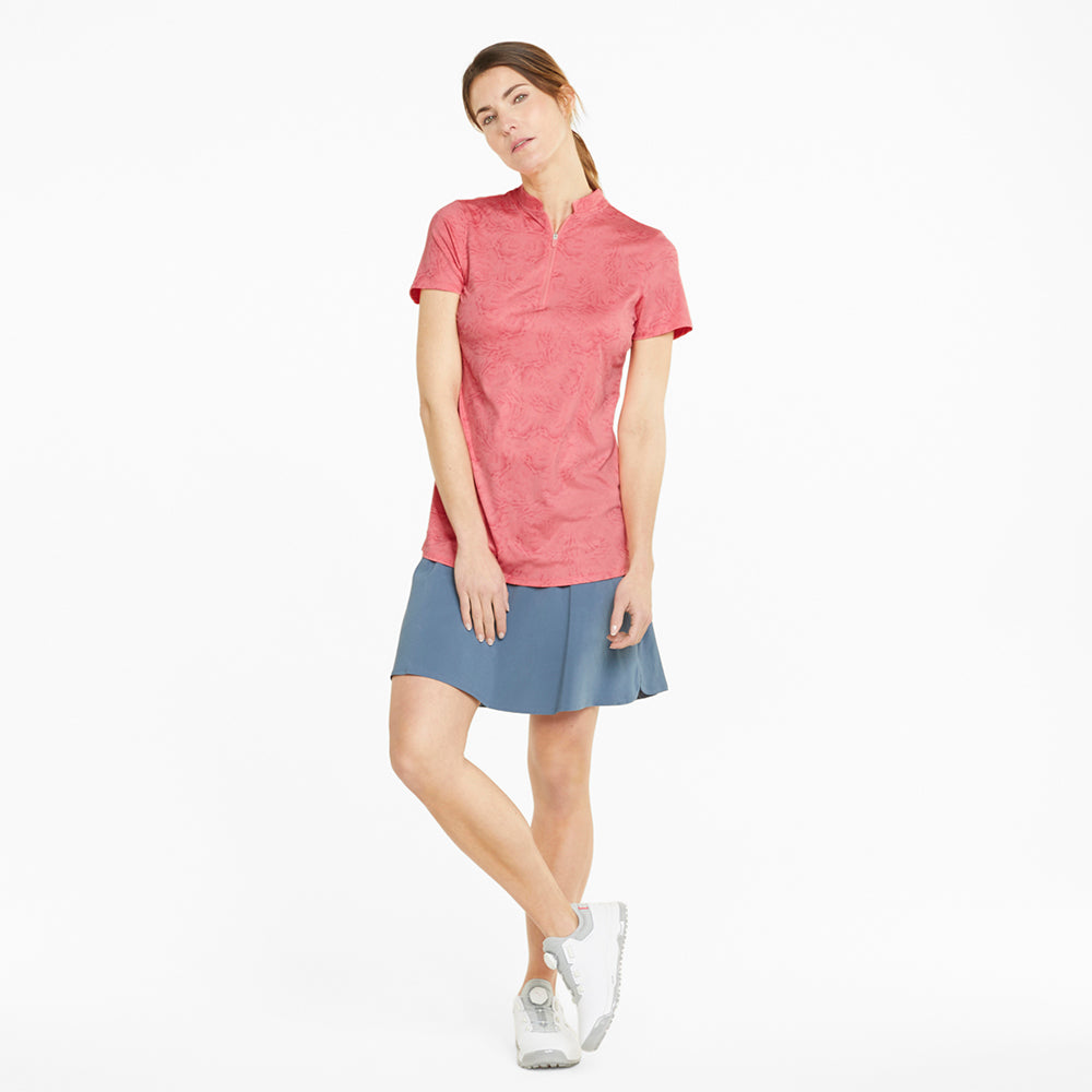 Puma Ladies MATTR 4-way stretch Golf Polo in Carnation Pink