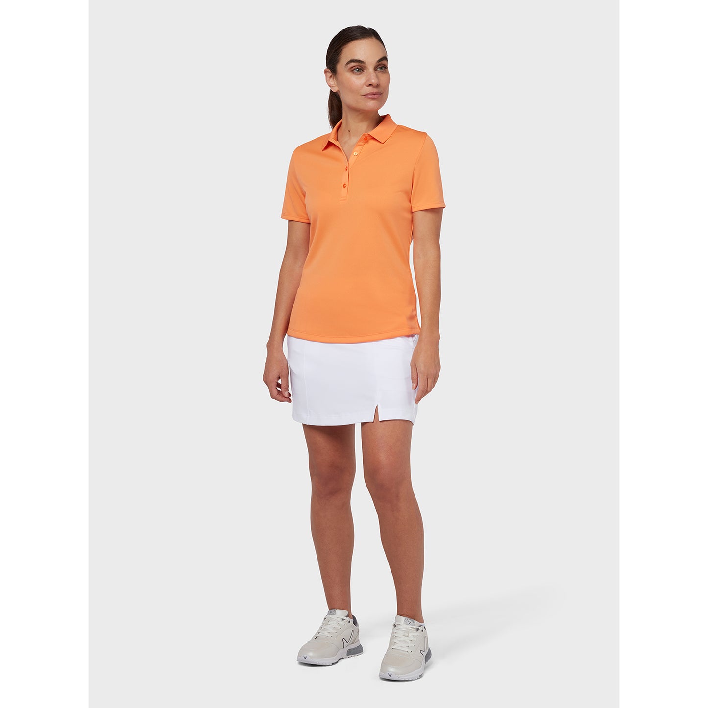 Callaway Ladies Short Sleeve Swing Tech Polo with Opti-Dri in Nectarine