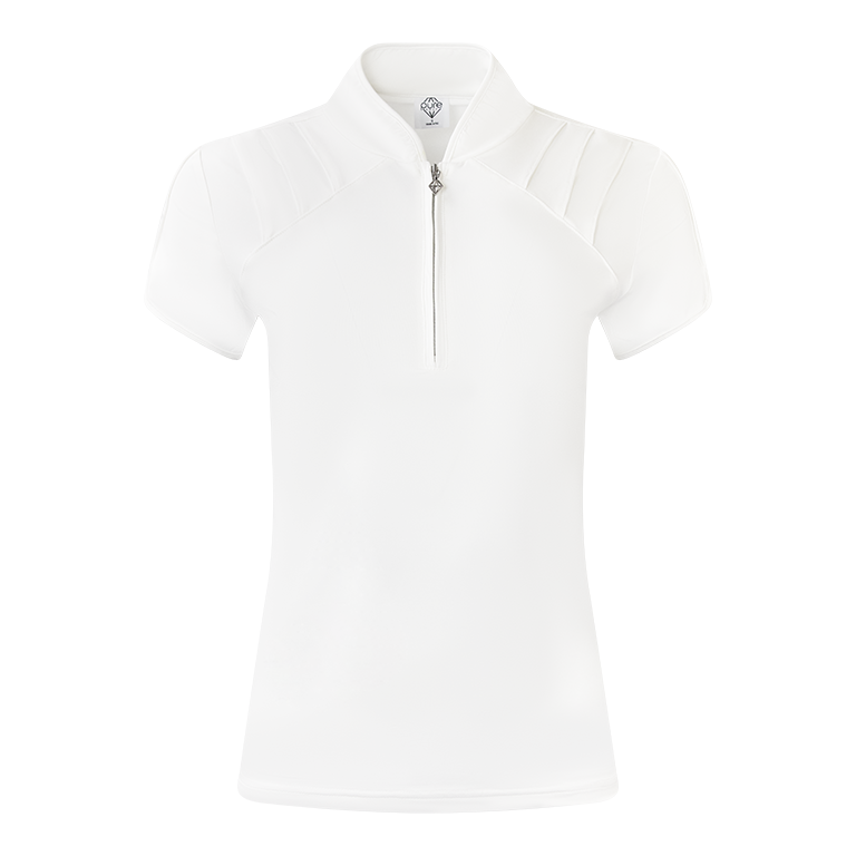 Pure Ladies Cap Sleeve Polo Shirt With Shoulder Vent Detail in White - Last One XL Only Left