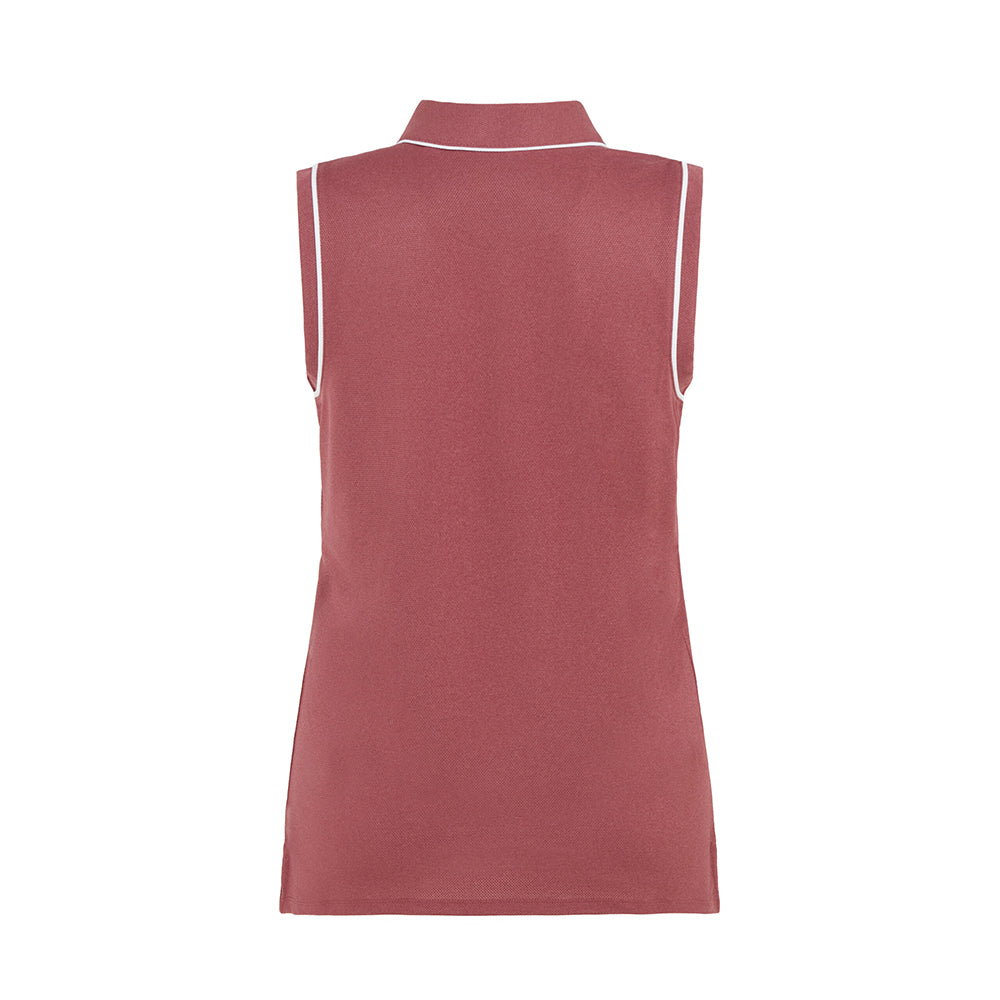 Original Penguin Ladies Piped Sleeveless Polo in Cordovan