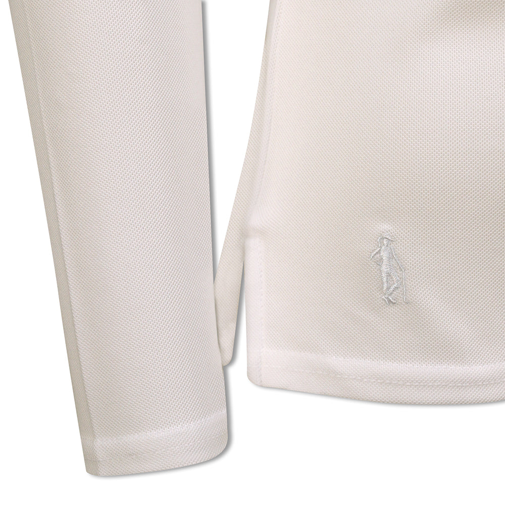 Glenmuir Ladies Long-Sleeve Pique Knit Polo with Stretch in White