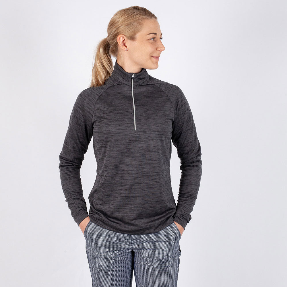 Galvin Green Ladies INSULA Zip Neck Mid-layer Top in Black